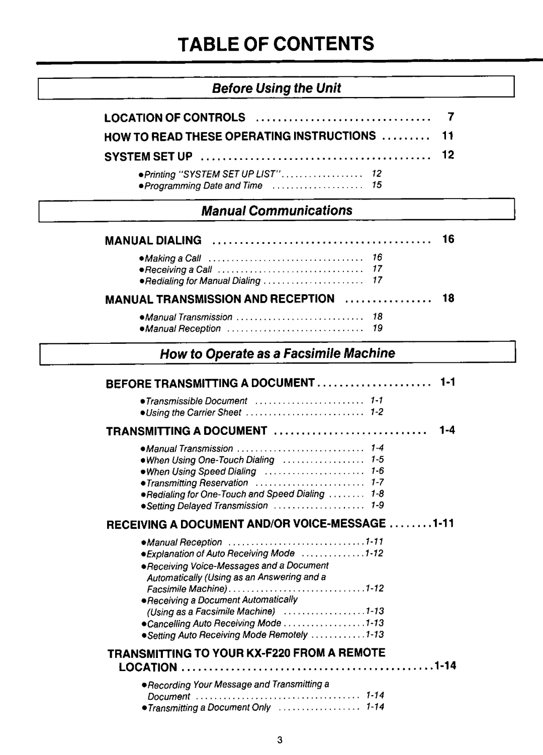 Panasonic KX-F220 manual 