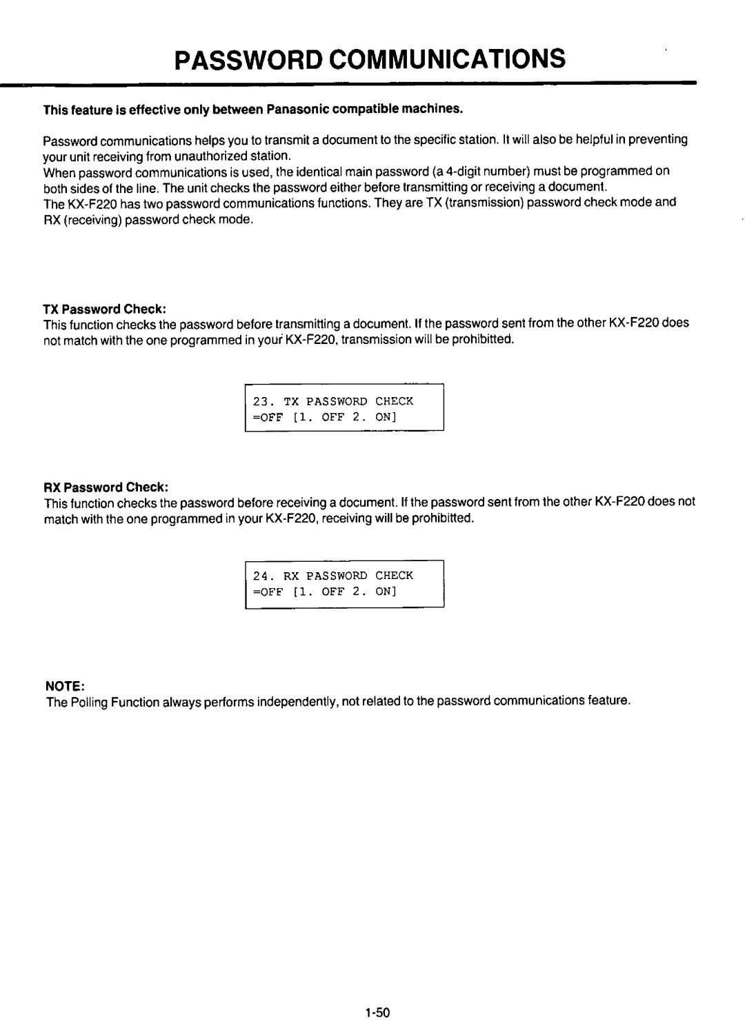 Panasonic KX-F220 manual 