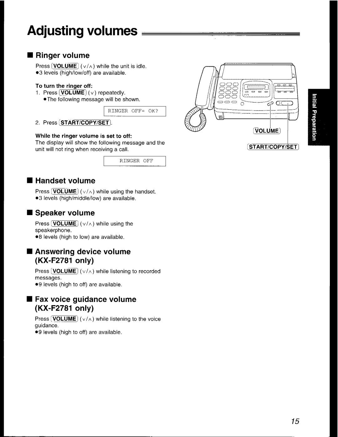 Panasonic KX-F2581AL, KX-F2781AL manual 