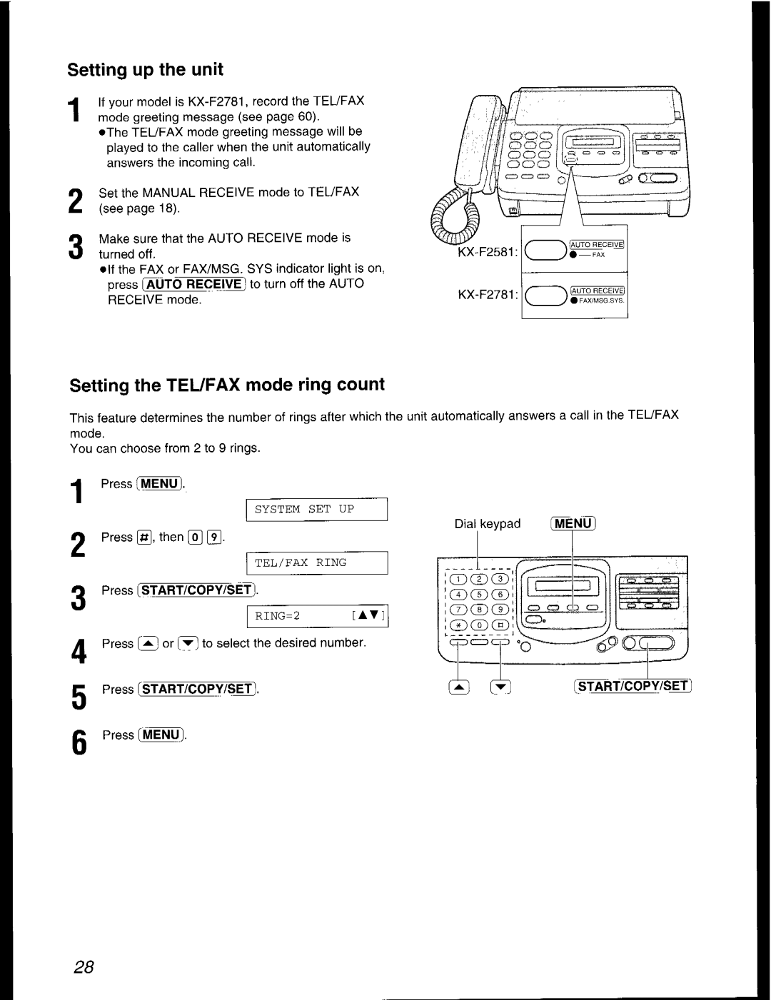 Panasonic KX-F2781AL, KX-F2581AL manual 