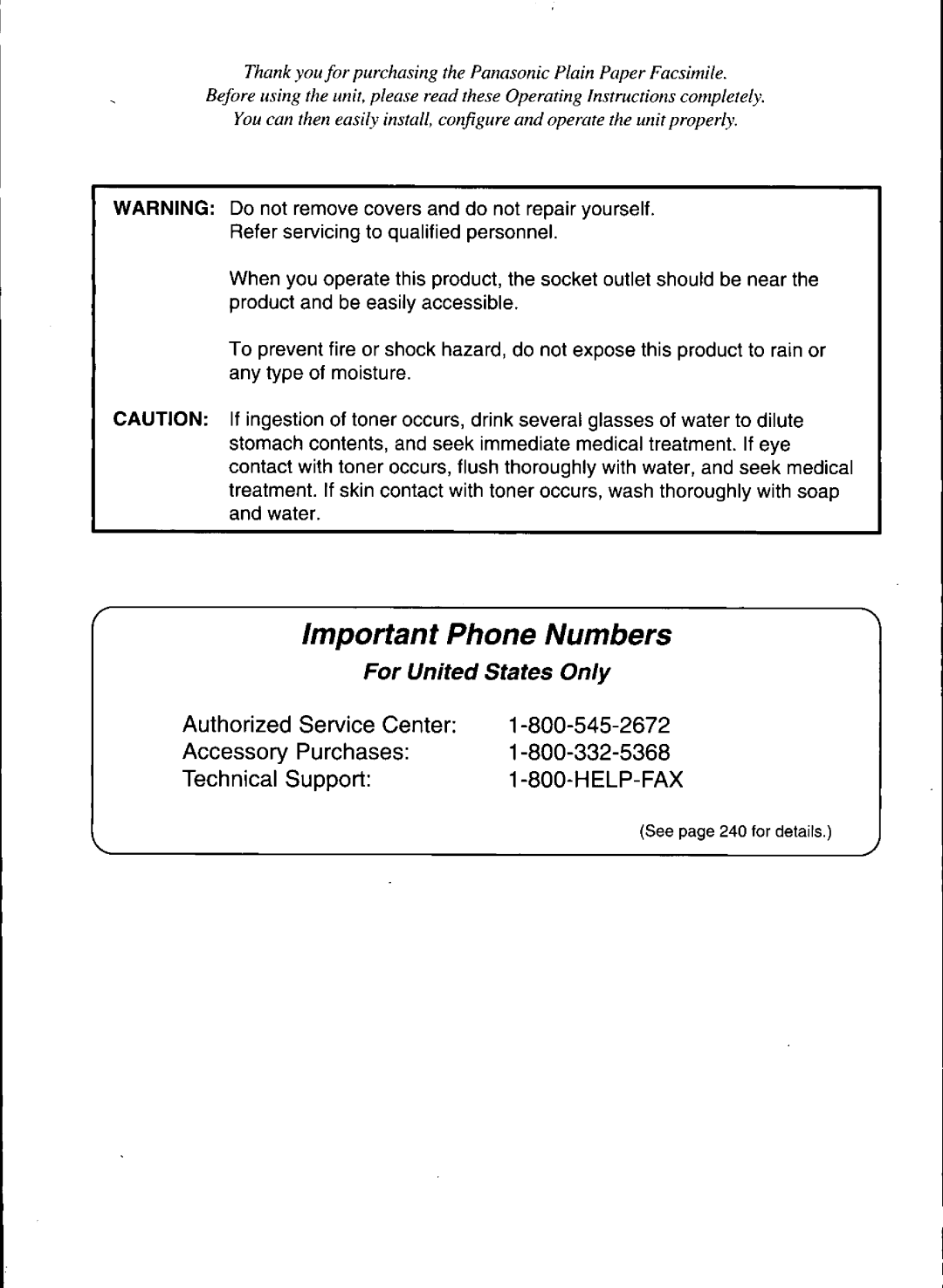 Panasonic KX-F3100 manual 