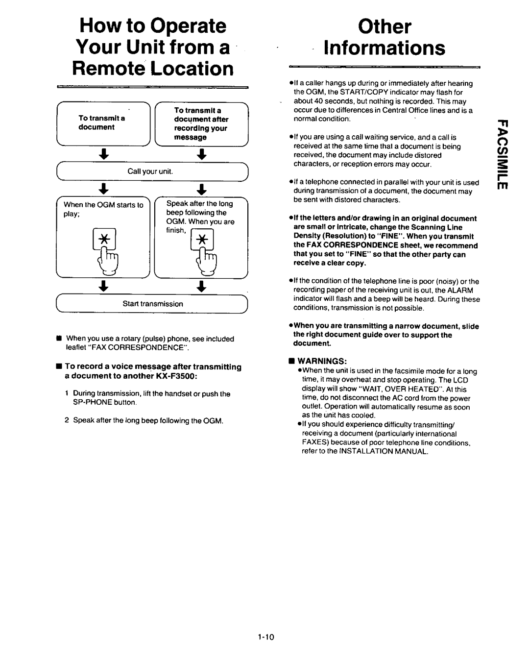 Panasonic KX-F3500 manual 