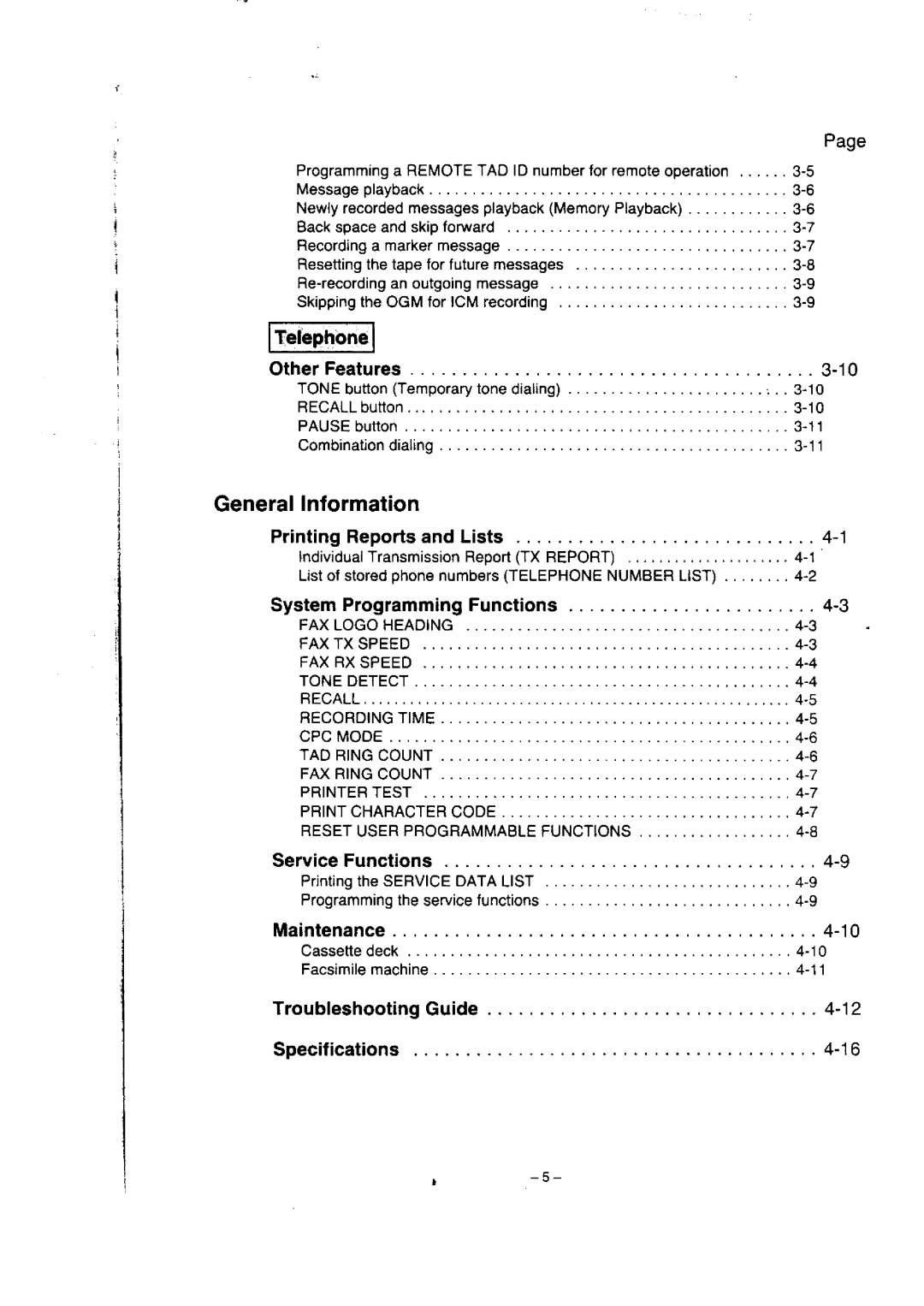 Panasonic KX-F50BA, KX-F155BA manual 