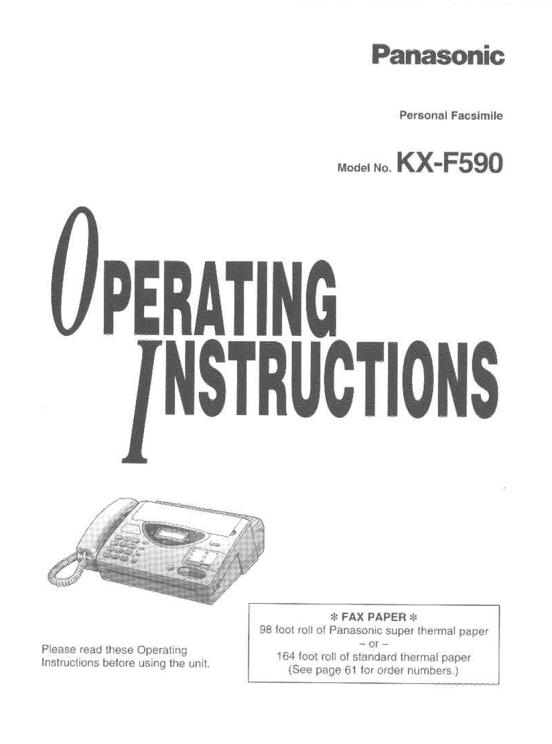 Panasonic KX-F590 manual 