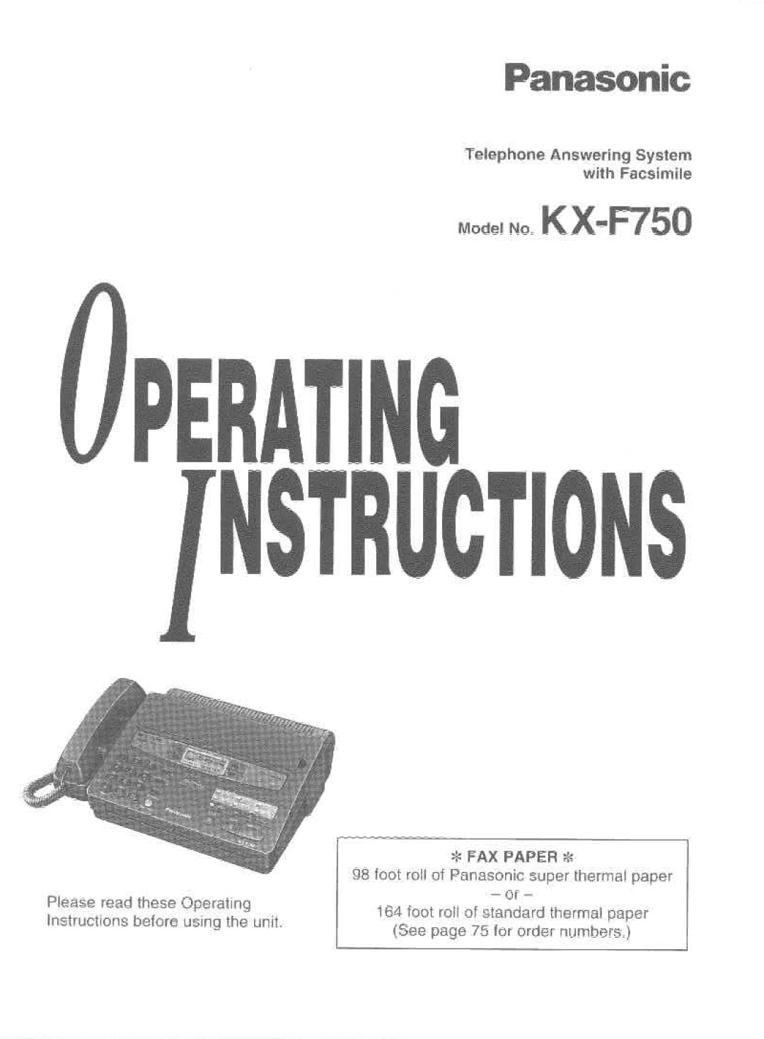 Panasonic KX-F750 manual 