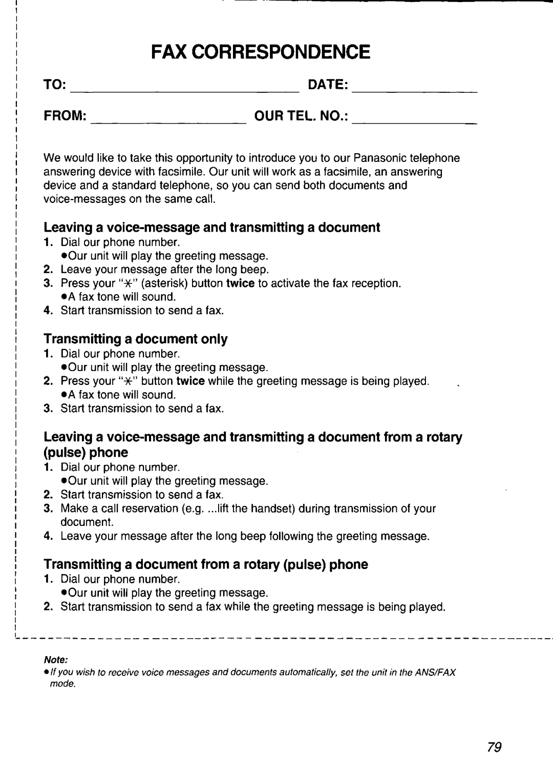 Panasonic KX-F750 manual 