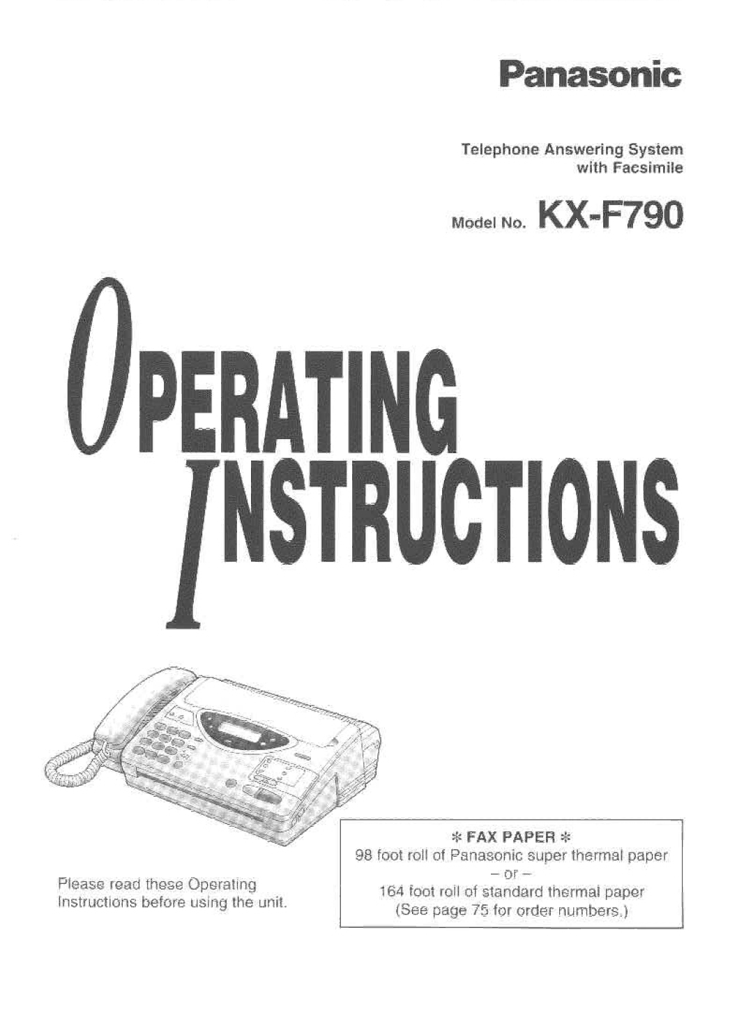 Panasonic KX-F790 manual 