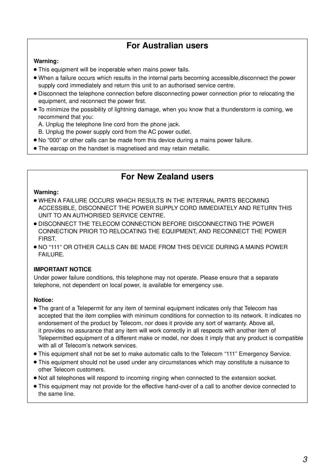 Panasonic KX-FC175AL manual For Australian users 