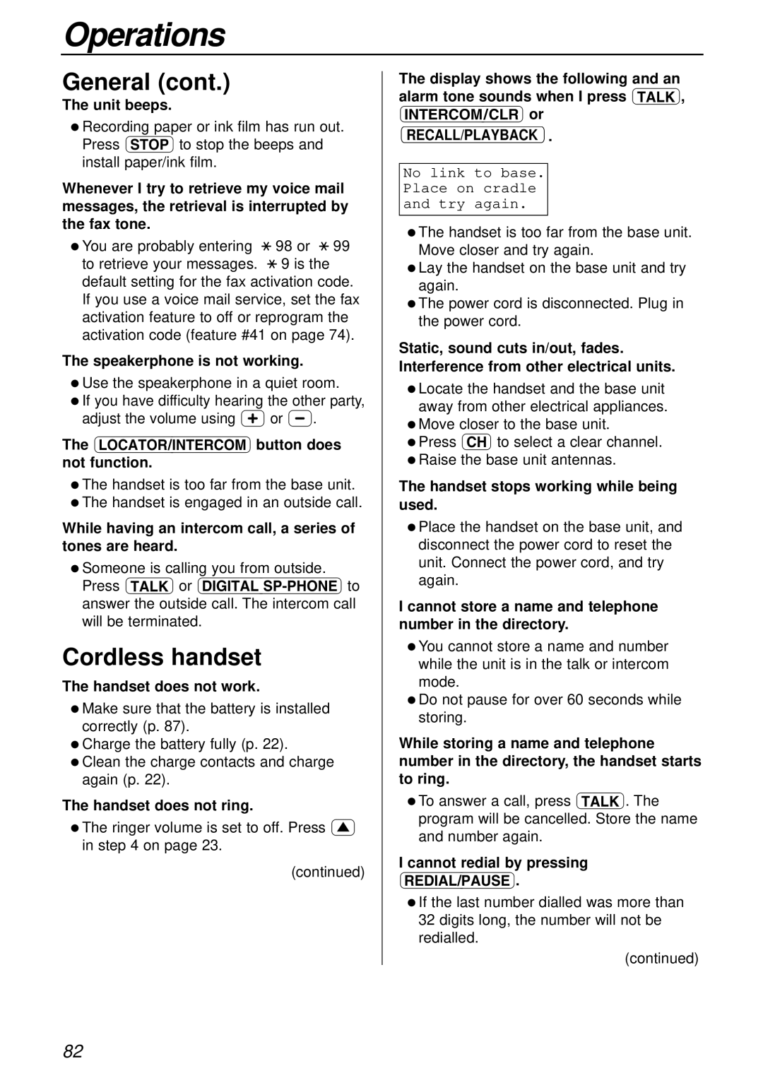 Panasonic KX-FC175AL manual Cordless handset, Recall/Playback 