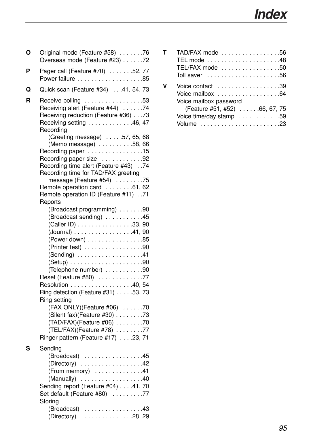 Panasonic KX-FC175AL manual Index 