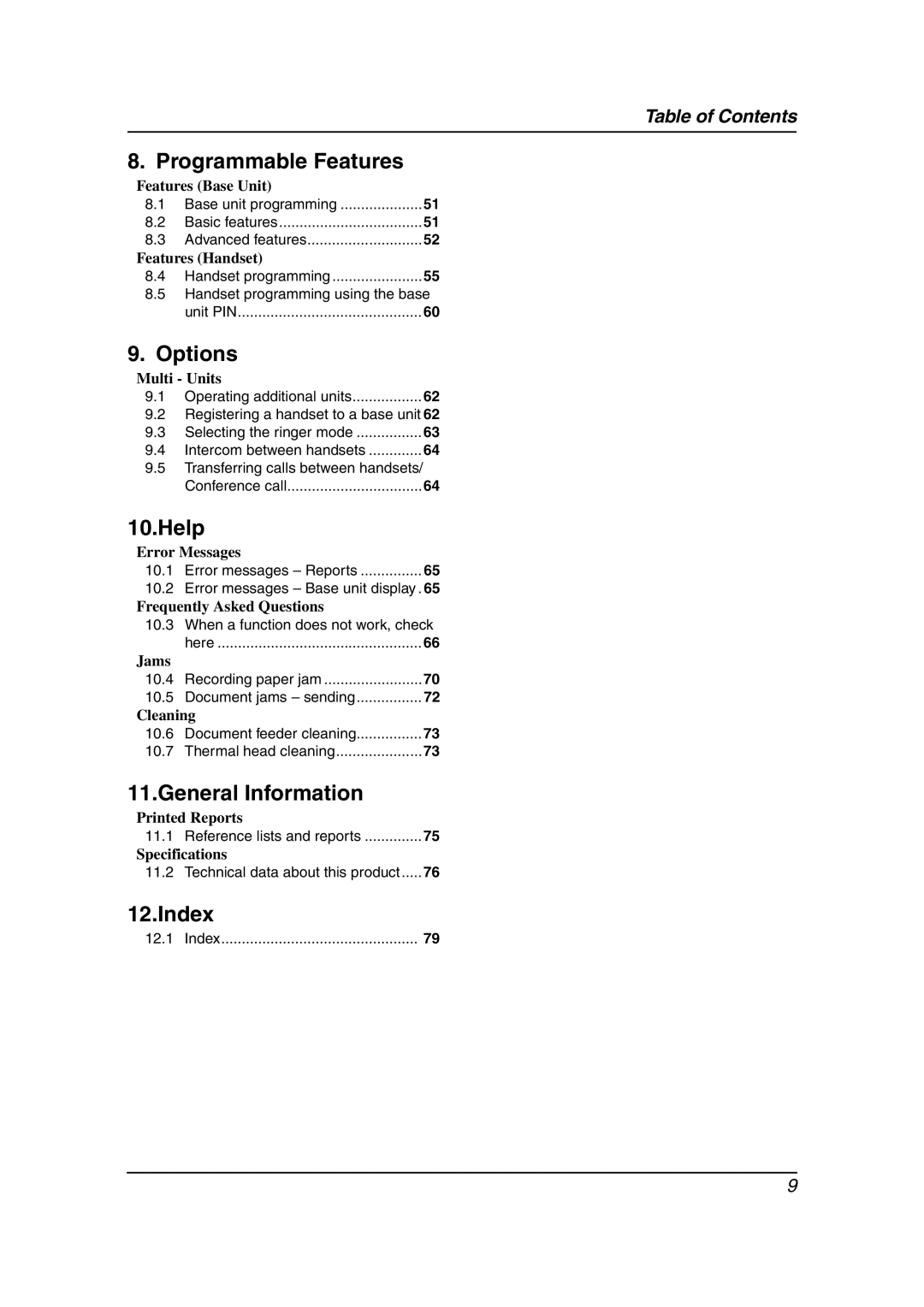 Panasonic KX-FC195AL manual Index 