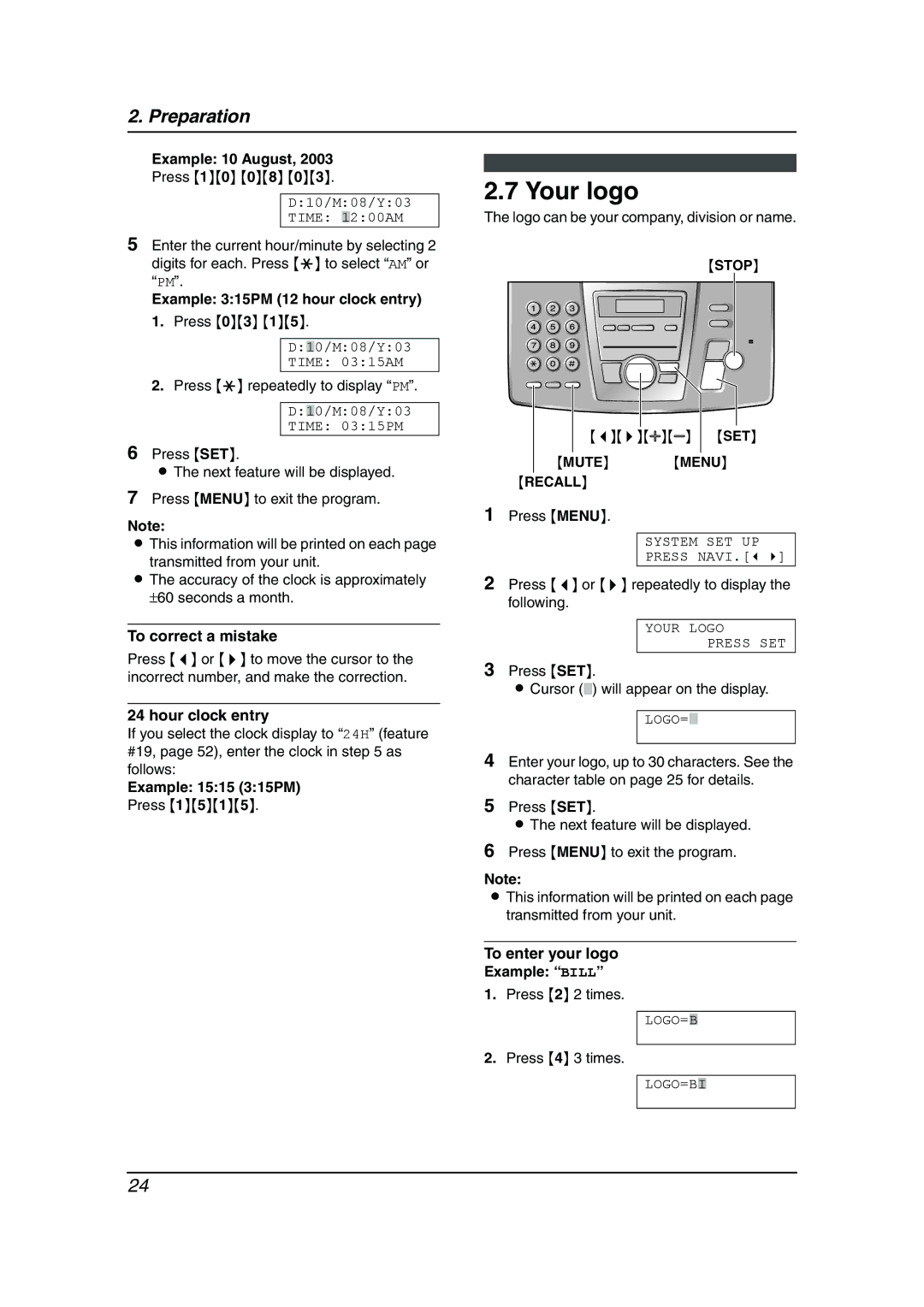 Panasonic KX-FC195AL manual Your logo 