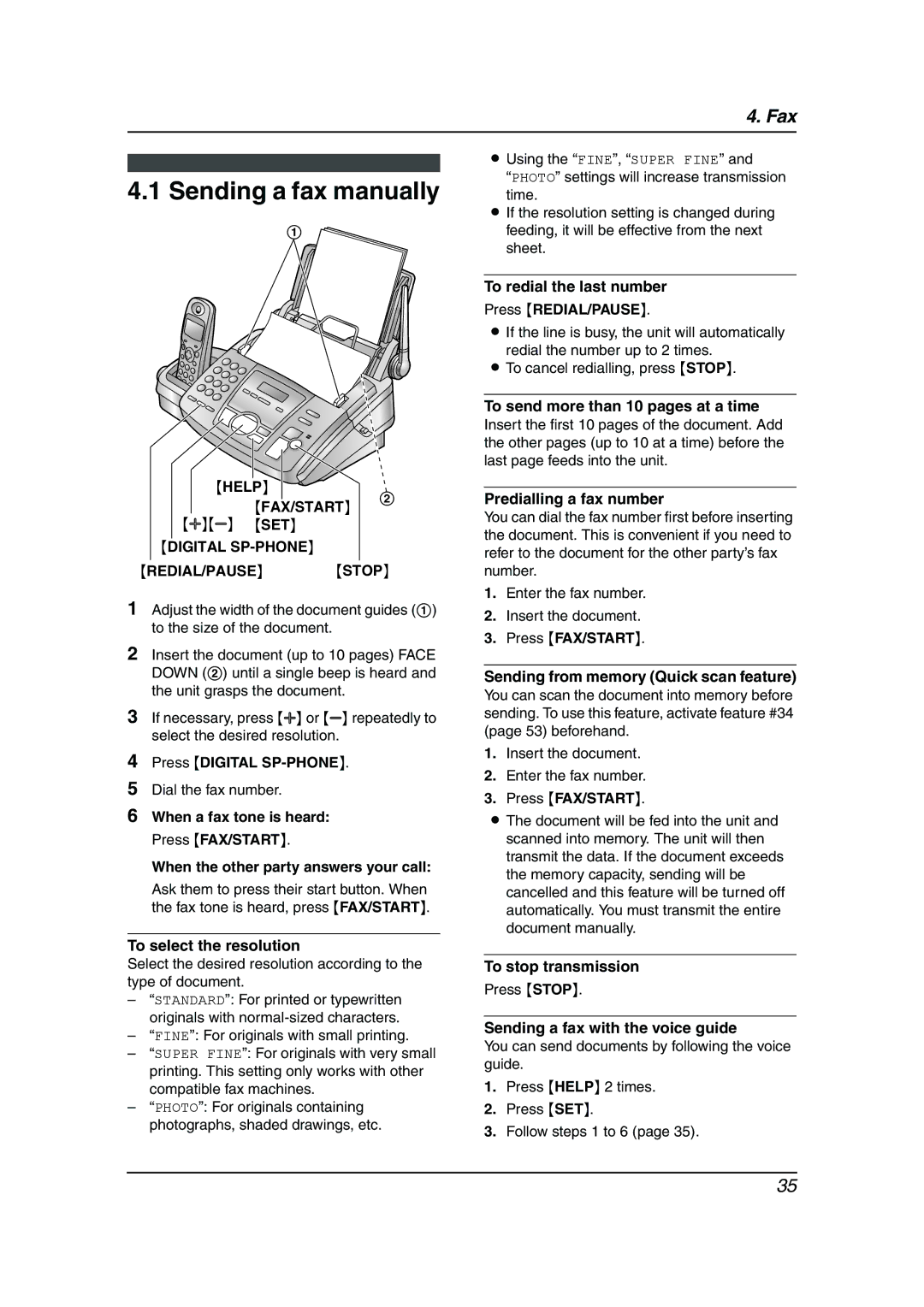 Panasonic KX-FC195AL Sending a fax manually 