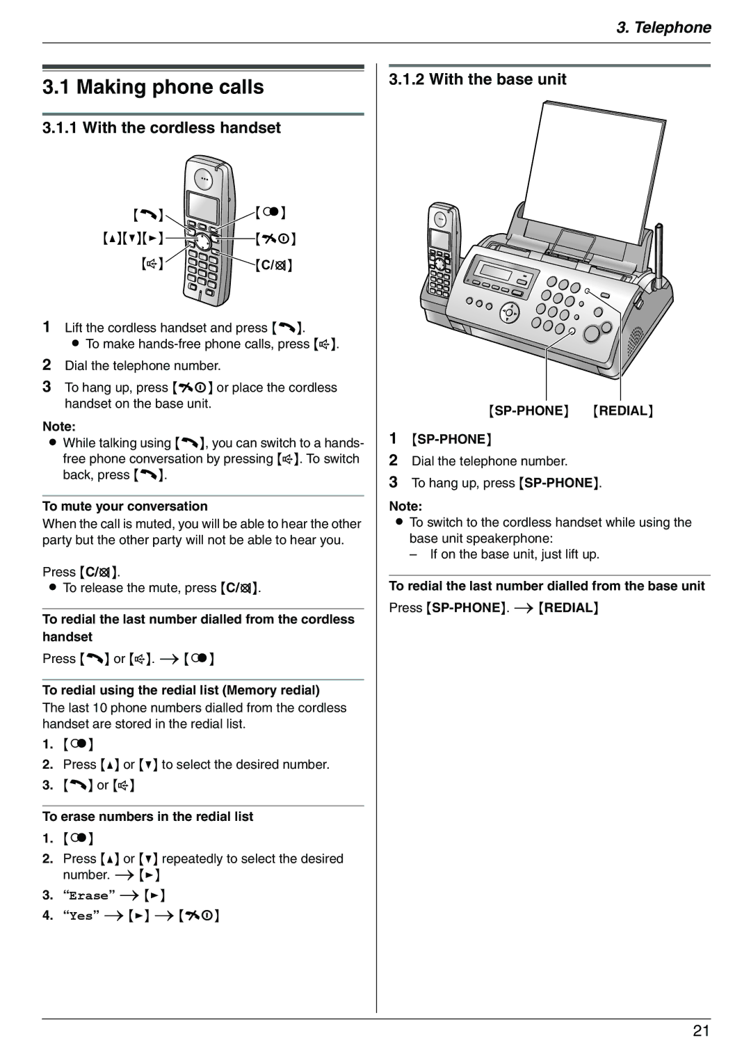 Panasonic KX-FC225AL, KX-FC225NZ manual Making phone calls, SP-PHONE Redial 