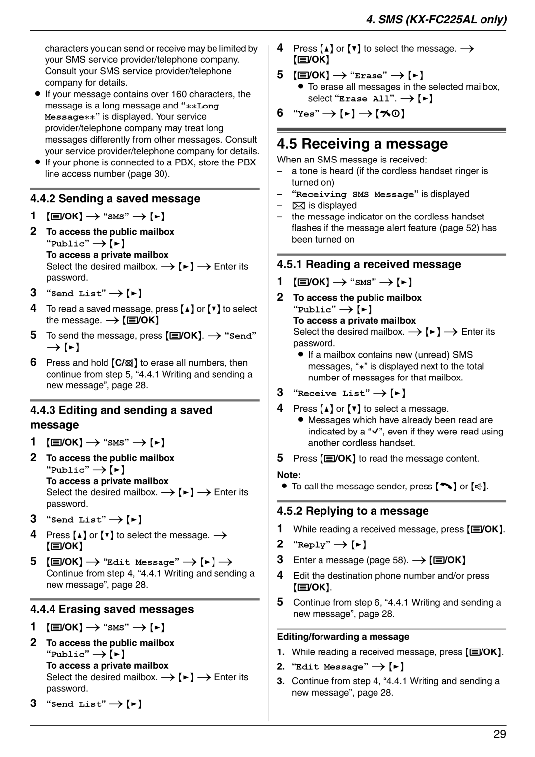 Panasonic KX-FC225AL, KX-FC225NZ manual Receiving a message 