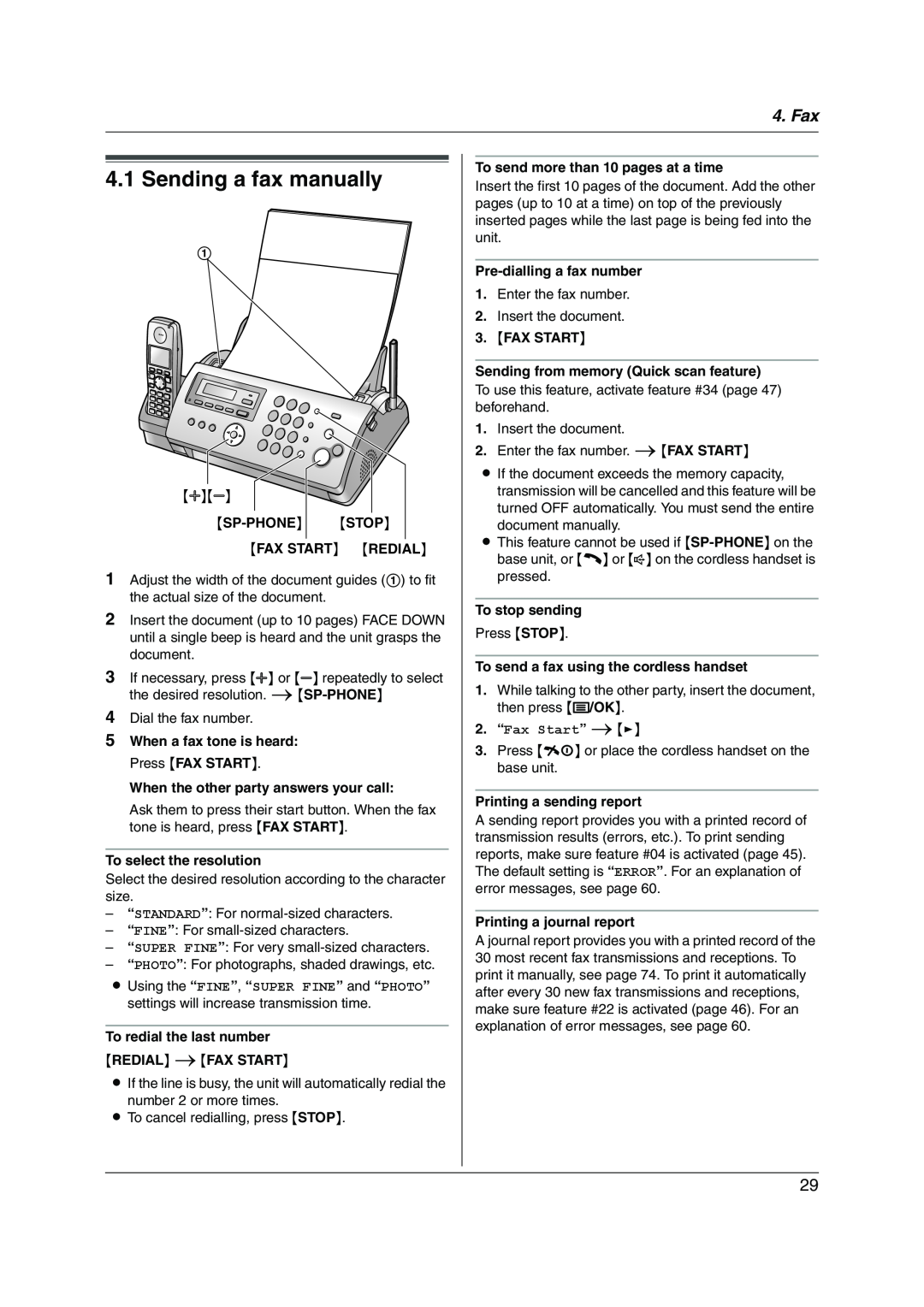 Panasonic KX-FC228HK operating instructions Sending a fax manually, 2. “Fax Start” 