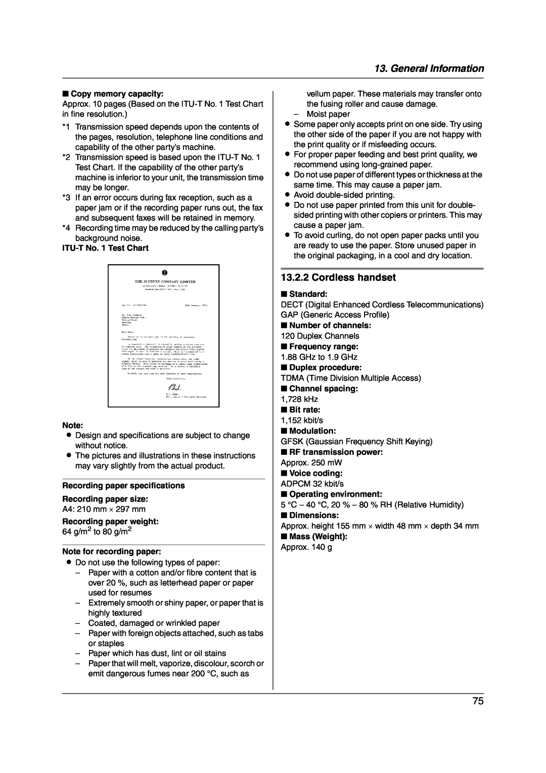 Panasonic KX-FC228HK operating instructions Cordless handset, General Information 