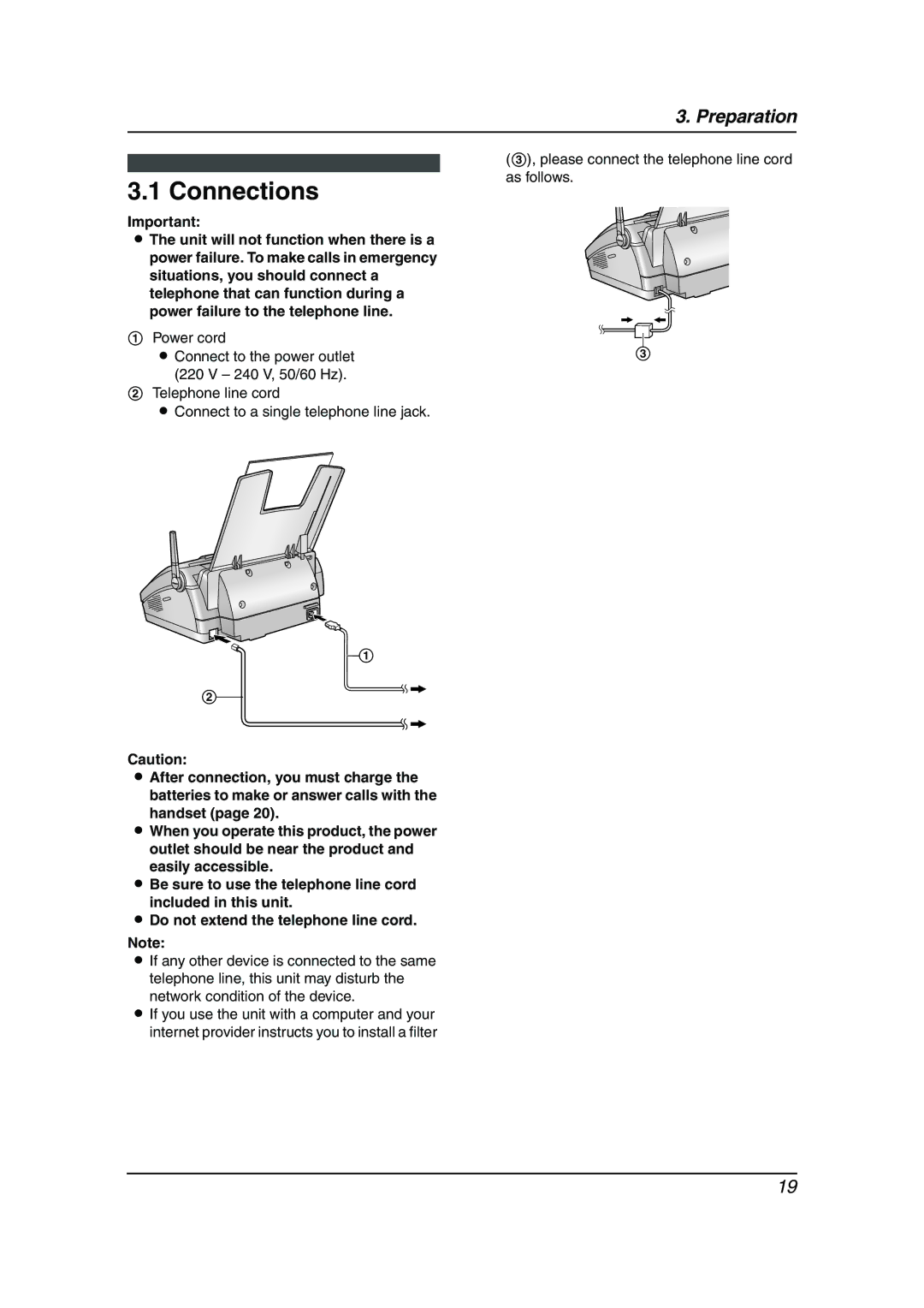 Panasonic KX-FC238HK manual Connections 