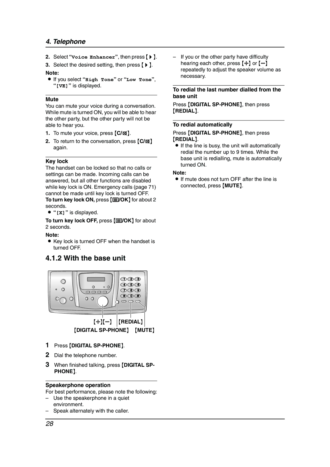 Panasonic KX-FC238HK manual Key lock, To turn key lock OFF, press j/OK for about 2 seconds, Digital SP-PHONE Mute 