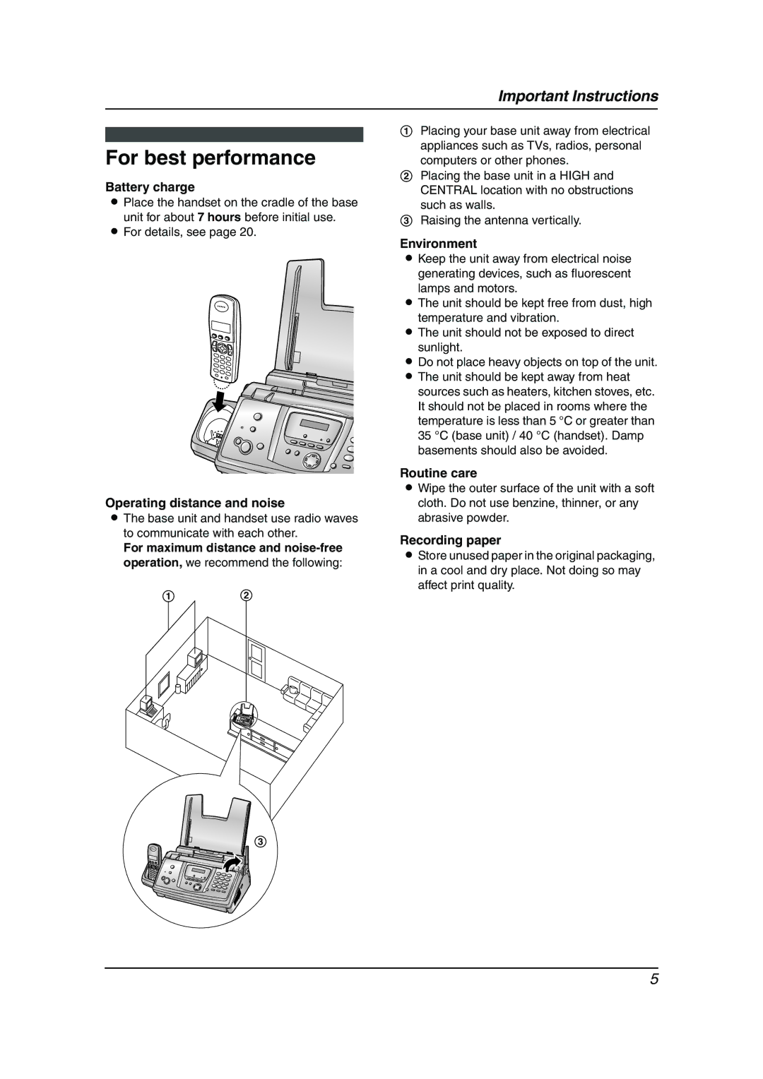 Panasonic KX-FC238HK manual For best performance 