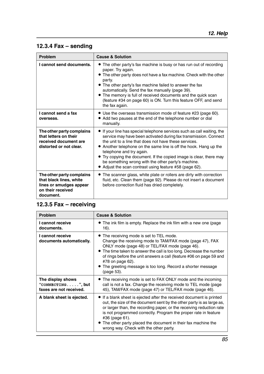 Panasonic KX-FC238HK manual Fax sending, Fax receiving 