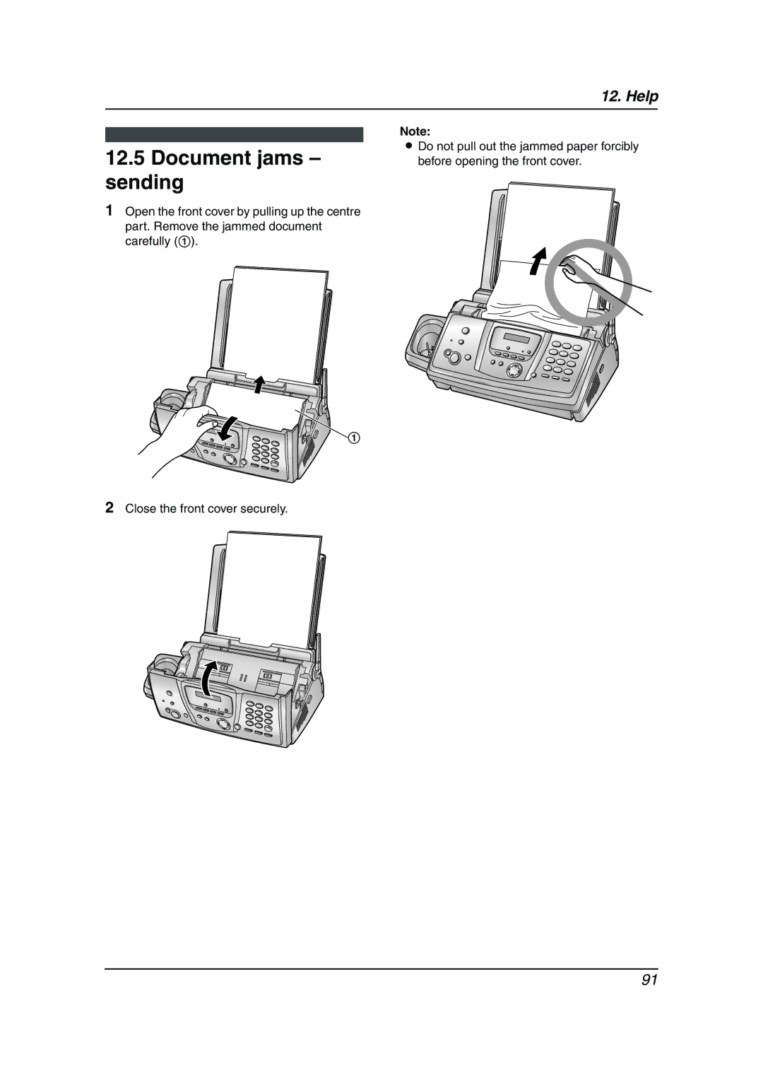 Panasonic KX-FC238HK manual Document jams sending 