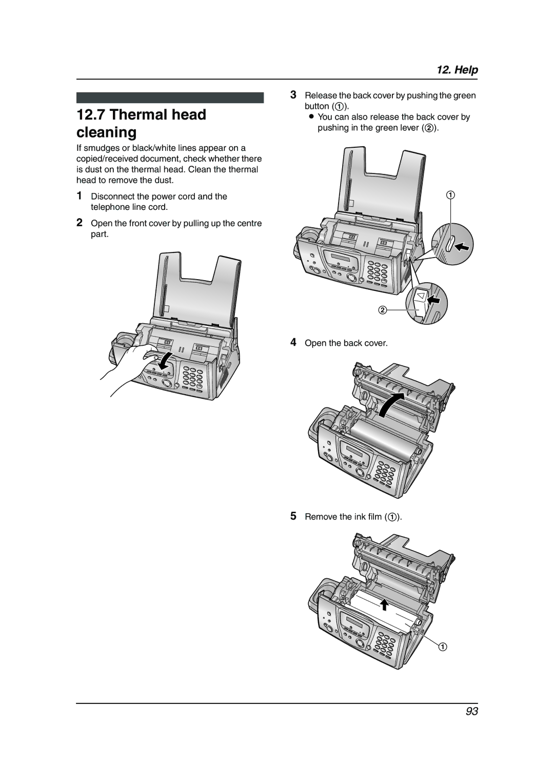 Panasonic KX-FC238HK manual Thermal head cleaning 