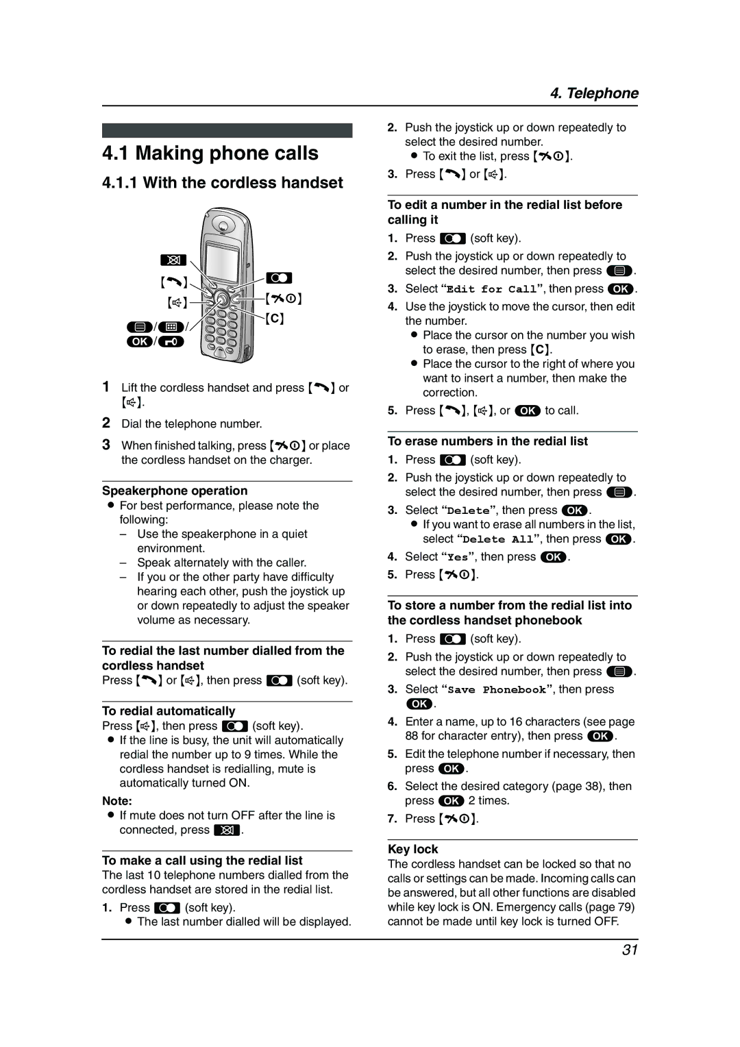 Panasonic KX-FC241AL manual Making phone calls 