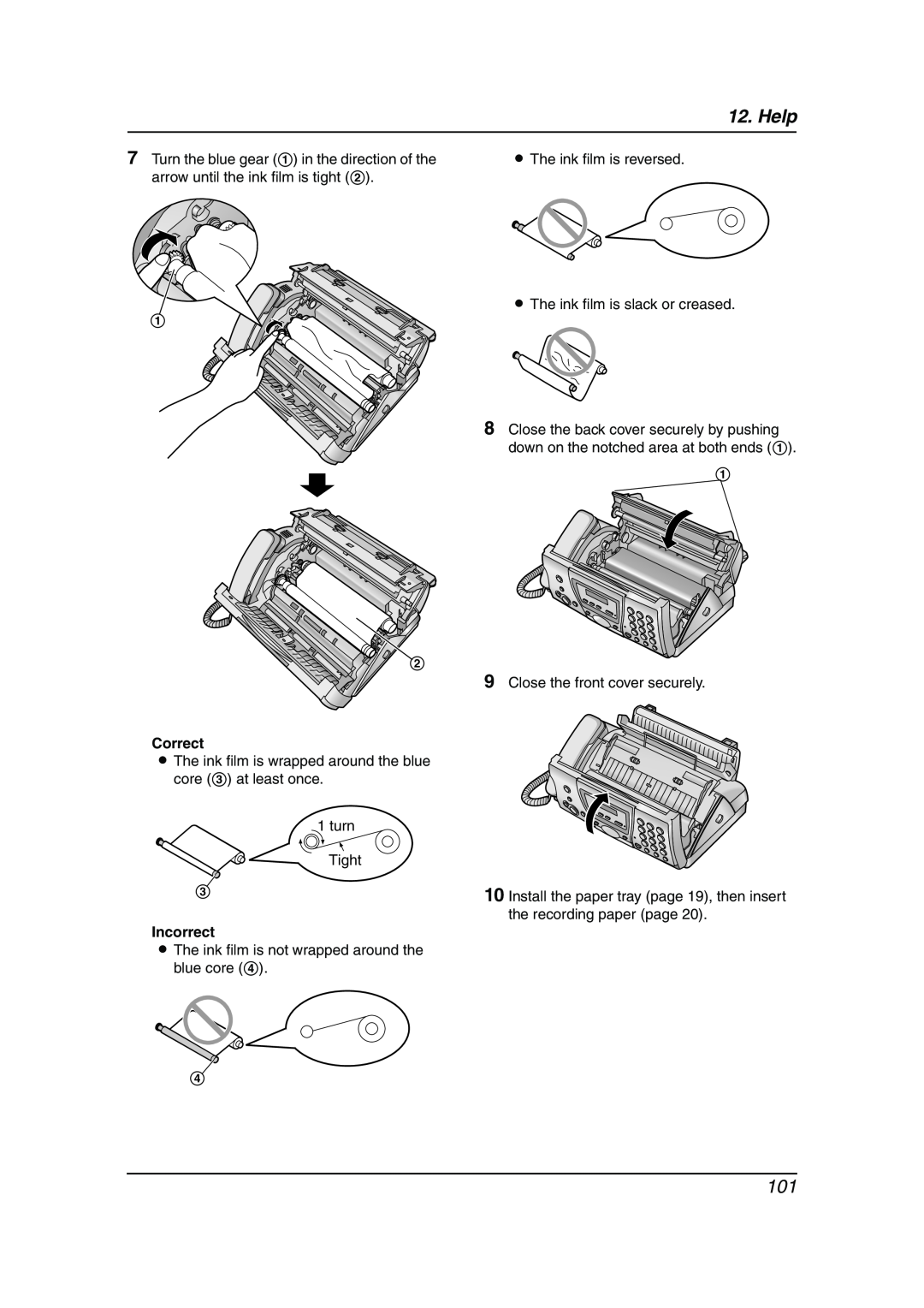 Panasonic KX-FC241AL manual Help, Correct, Incorrect 