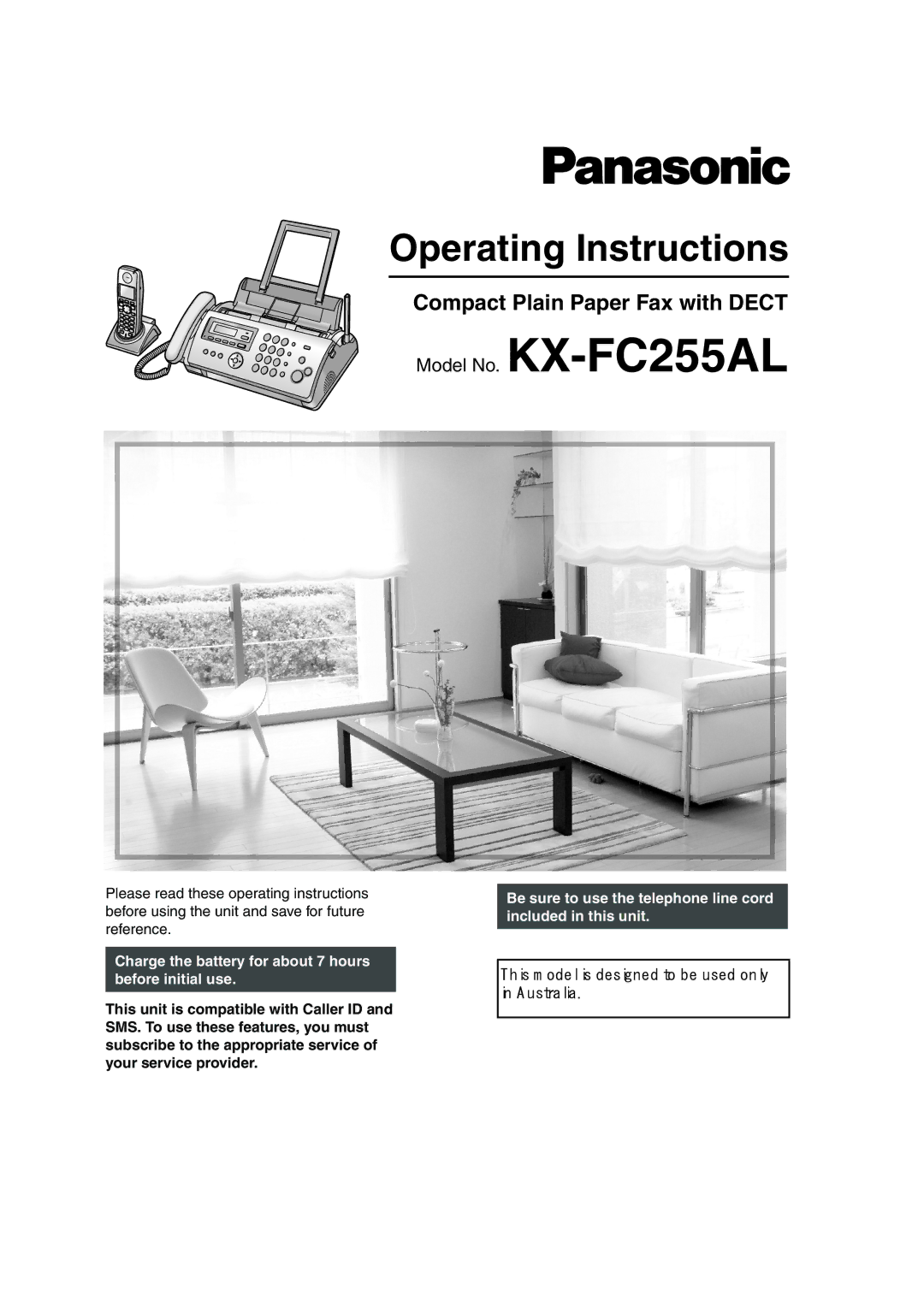 Panasonic KX-FC255AL manual Operating Instructions, Compact Plain Paper Fax with Dect 