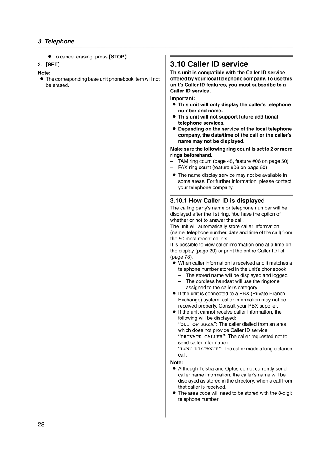 Panasonic KX-FC255AL manual Caller ID service, How Caller ID is displayed 