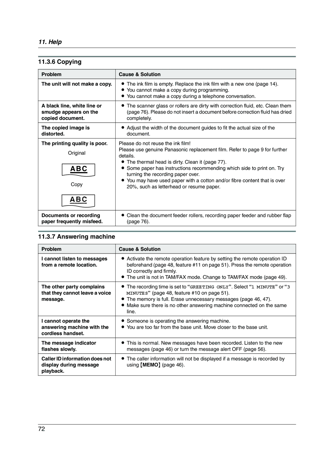 Panasonic KX-FC255AL manual Copying, Answering machine 