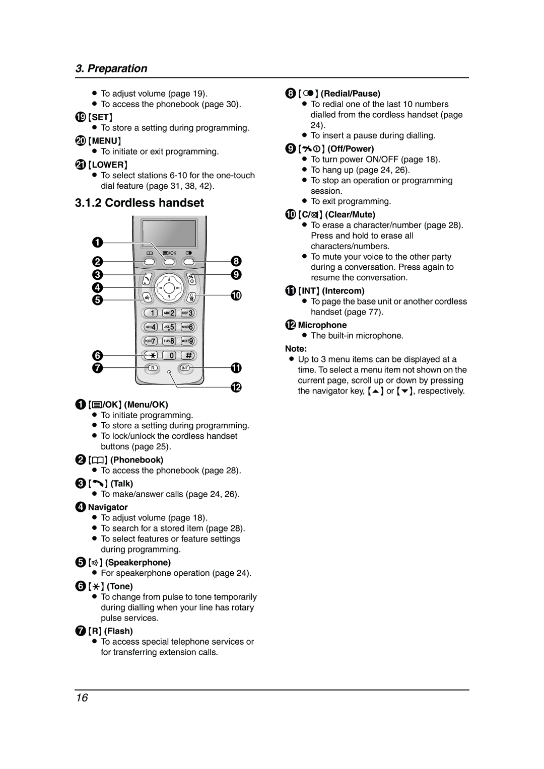 Panasonic KX-FC962HK manual Cordless handset, Set, Menu, Lower 