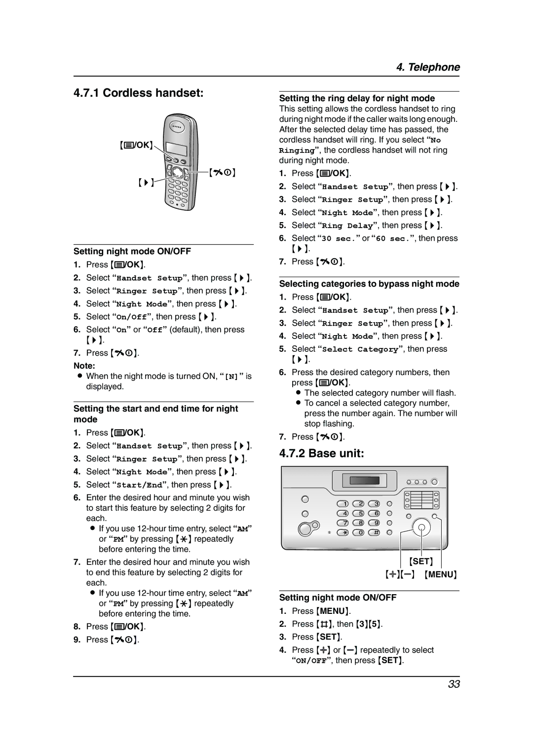 Panasonic KX-FC962HK manual Setting the ring delay for night mode, Press j/OK, Select Ringer Setup, then press 