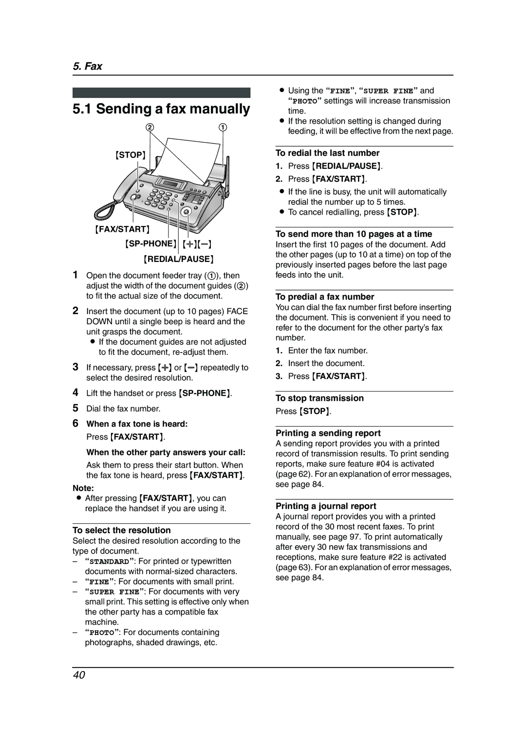 Panasonic KX-FC962HK Sending a fax manually, Stop FAX/START 