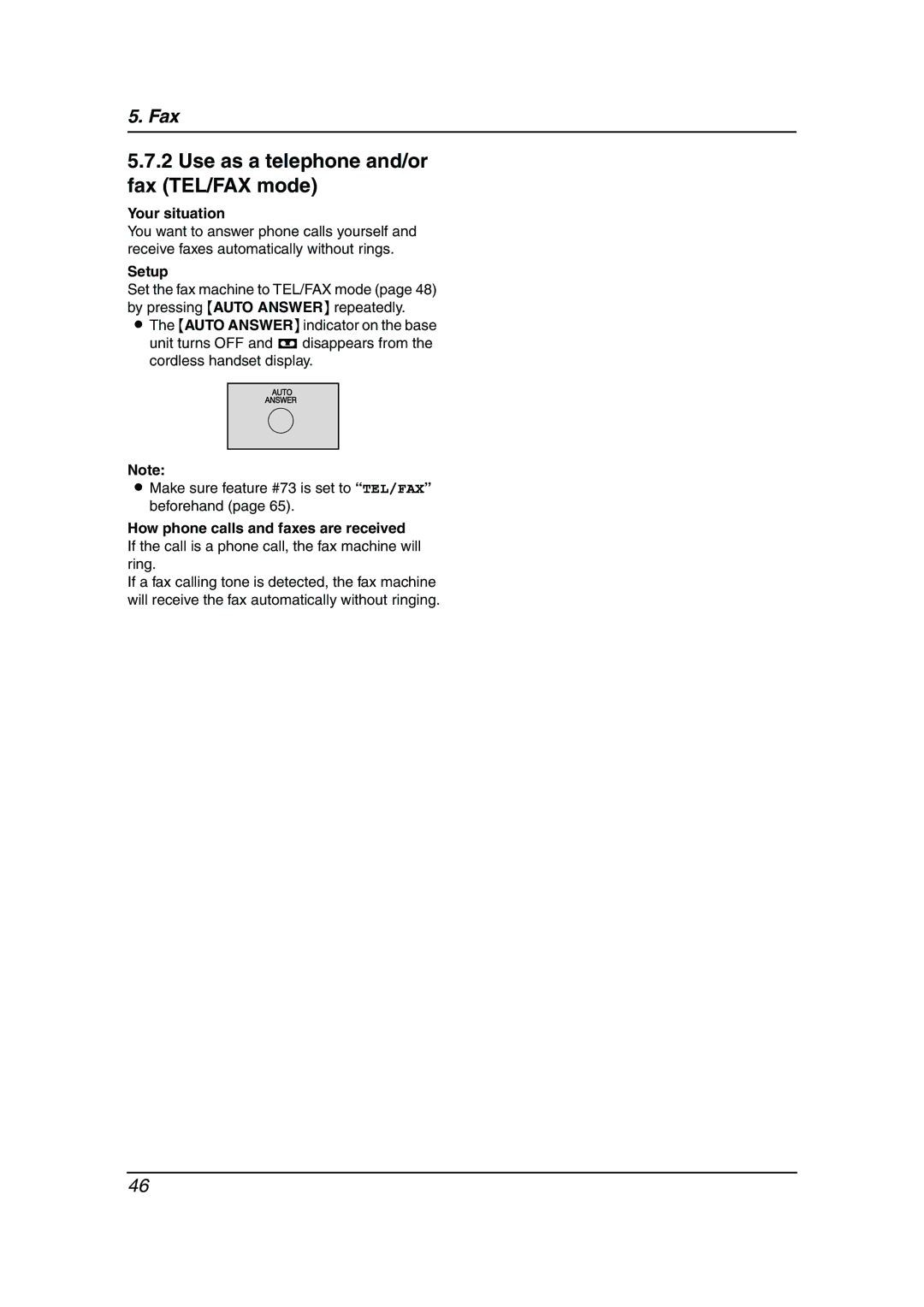 Panasonic KX-FC962HK manual Use as a telephone and/or fax TEL/FAX mode 