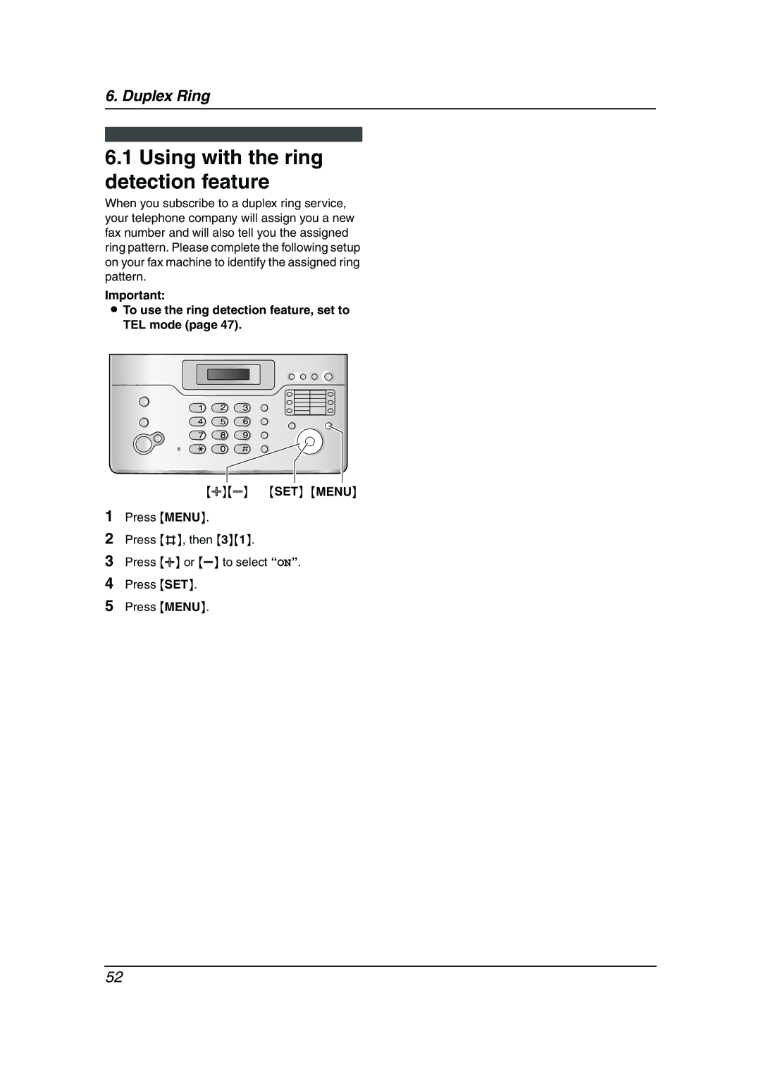 Panasonic KX-FC962HK manual Using with the ring detection feature, To use the ring detection feature, set to TEL mode 