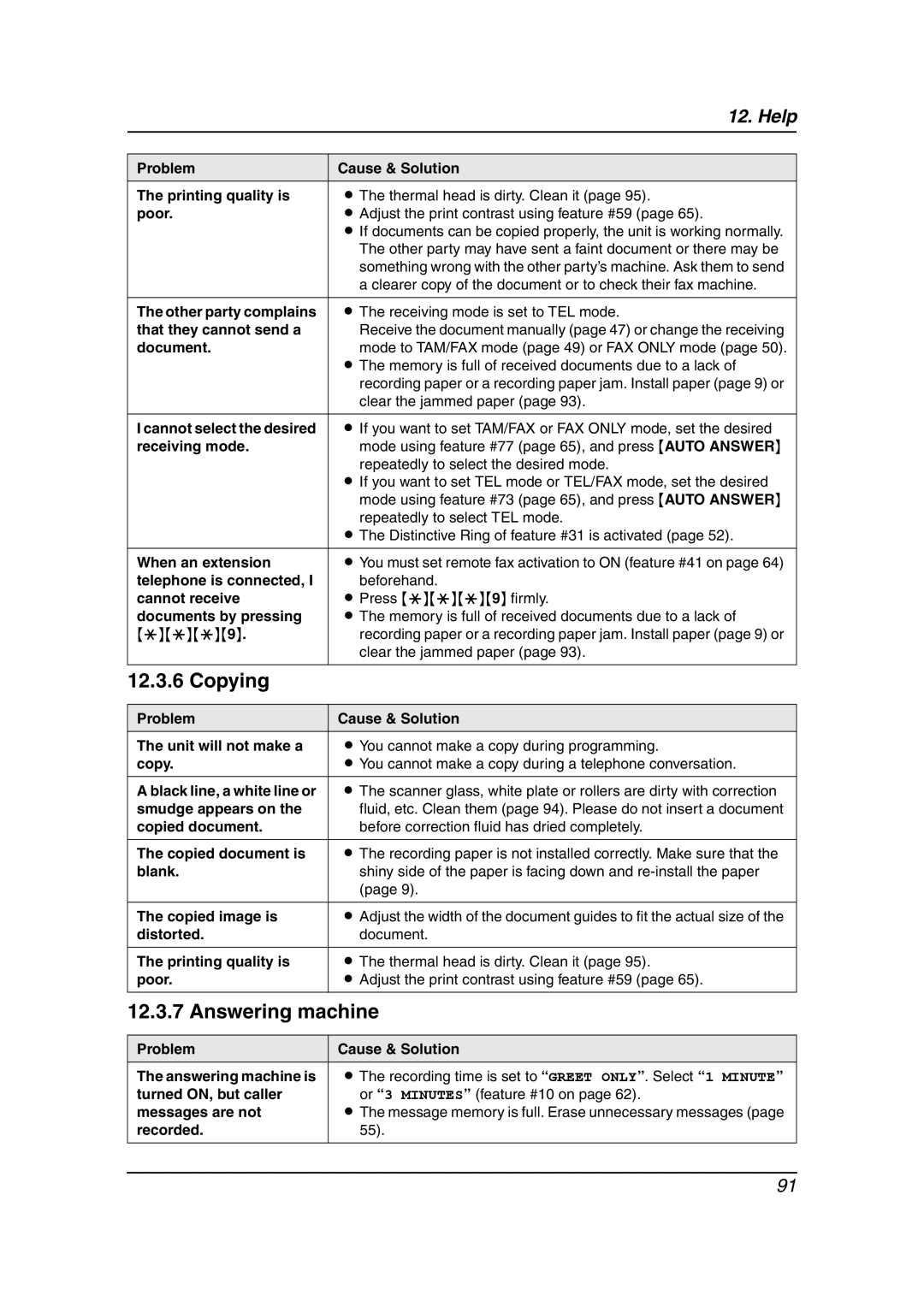 Panasonic KX-FC962HK manual Copying, Answering machine 