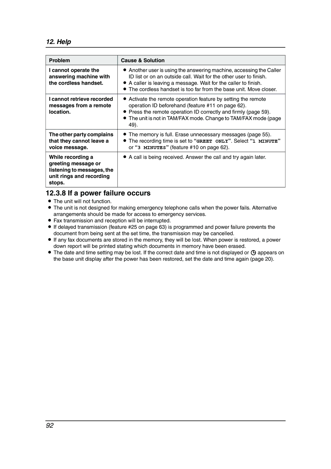 Panasonic KX-FC962HK manual If a power failure occurs 