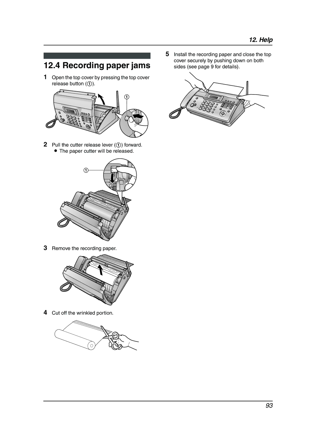 Panasonic KX-FC962HK manual Recording paper jams 