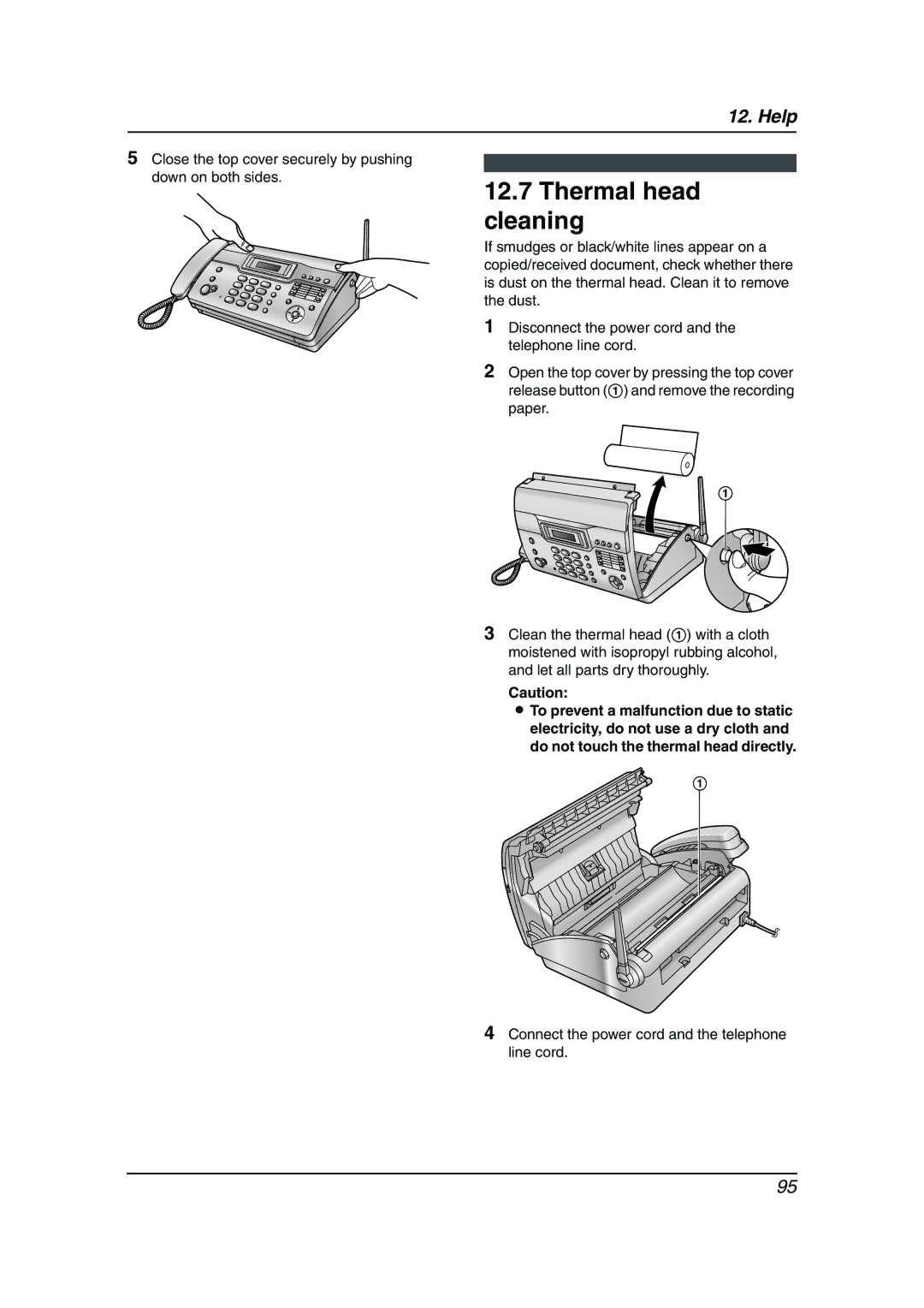 Panasonic KX-FC962HK manual Thermal head cleaning 