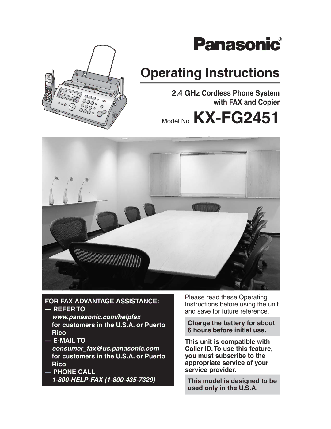 Panasonic KX-FG2451 manual Operating Instructions 