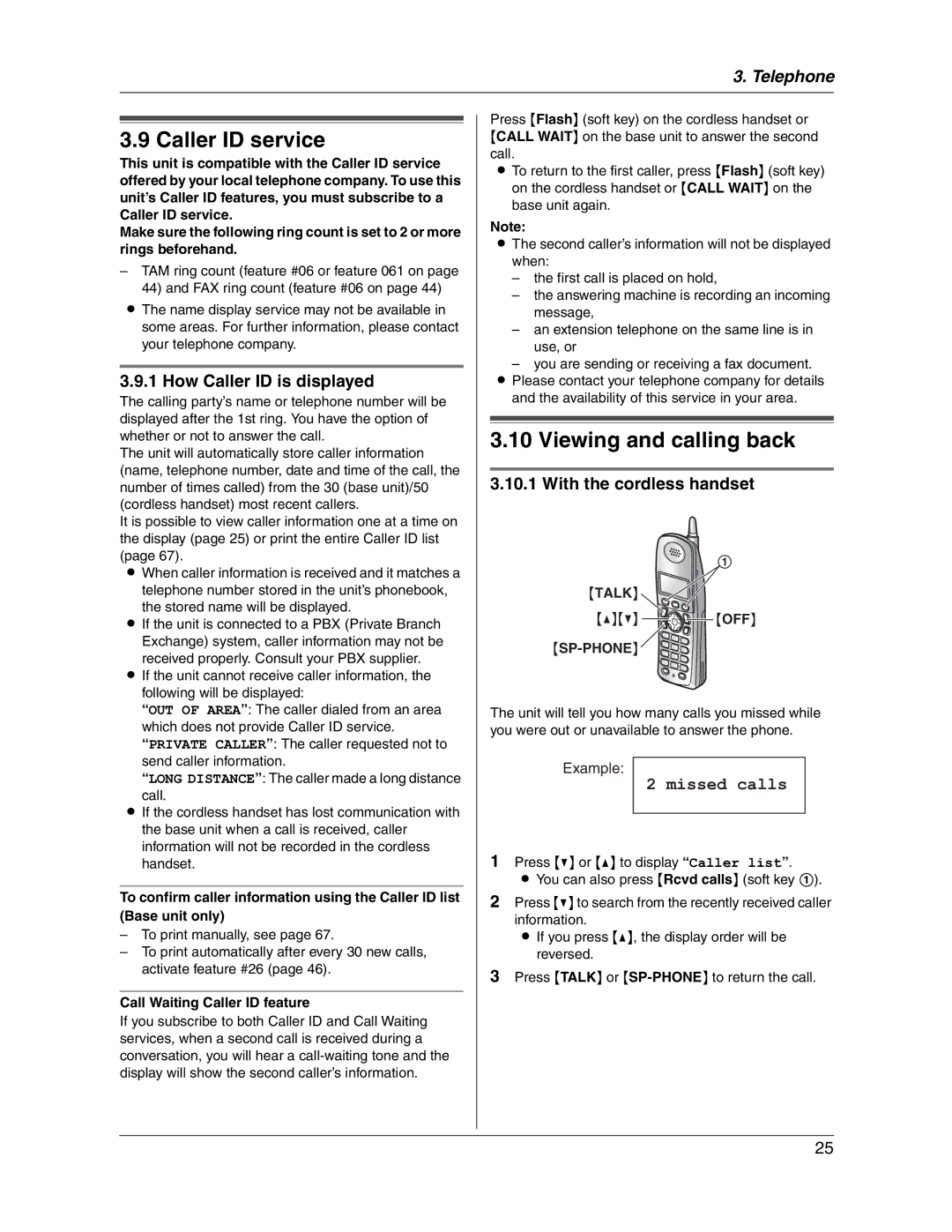 Panasonic KX-FG2451 manual Caller ID service, Viewing and calling back, How Caller ID is displayed, Talk 