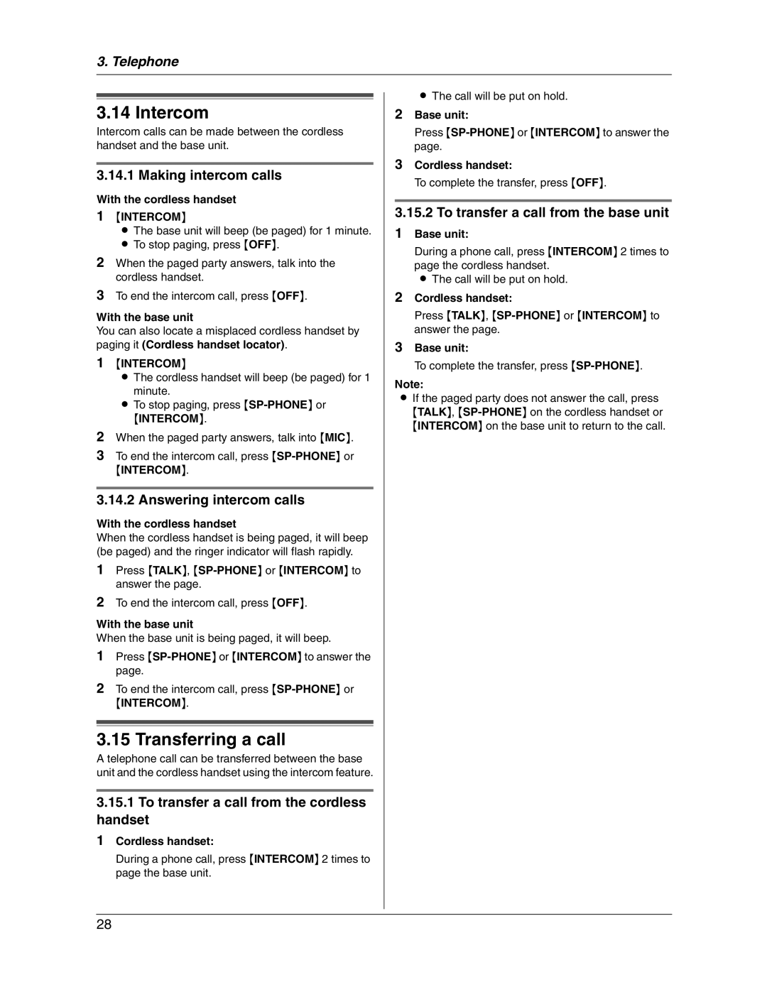 Panasonic KX-FG2451 manual Intercom, Transferring a call 