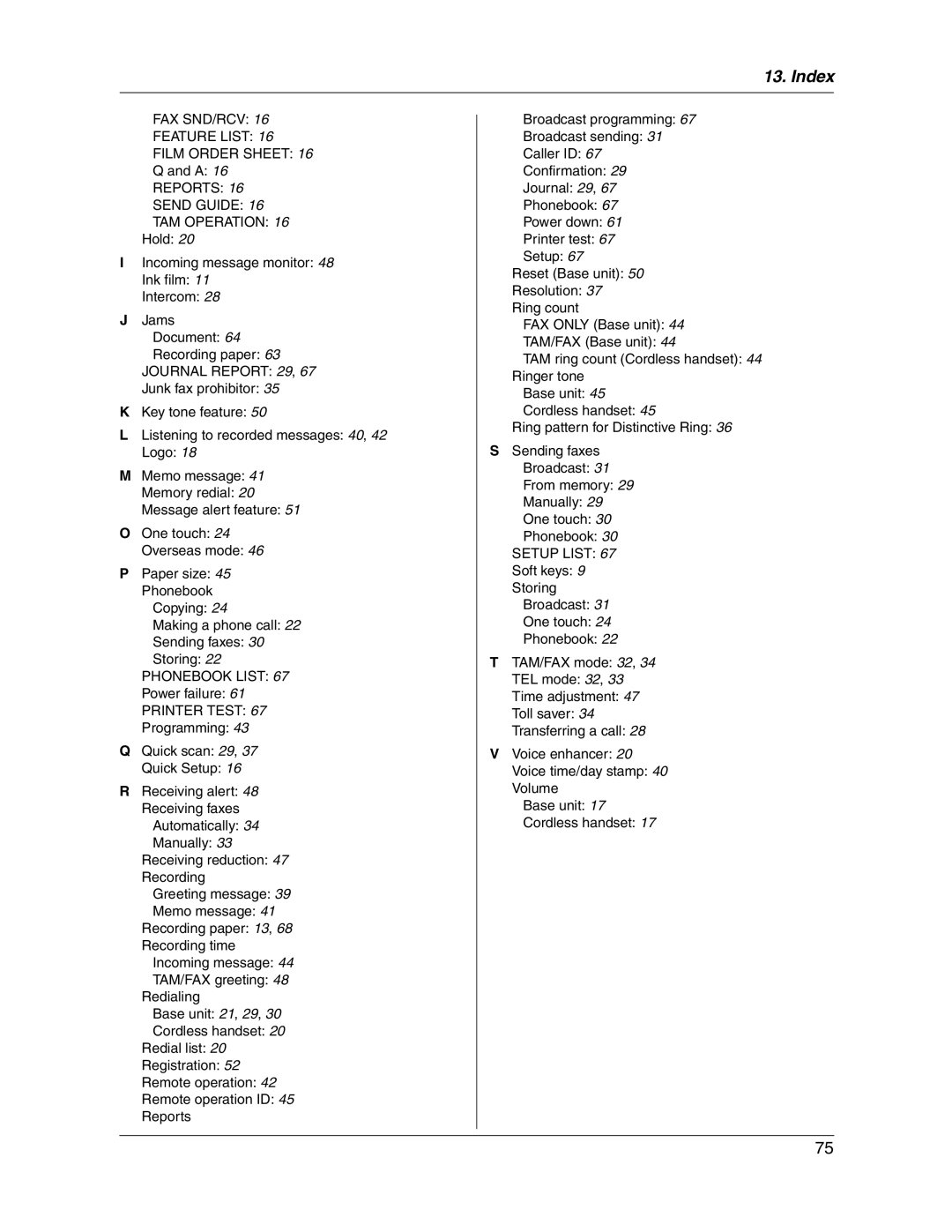 Panasonic KX-FG2451 manual Phonebook List 