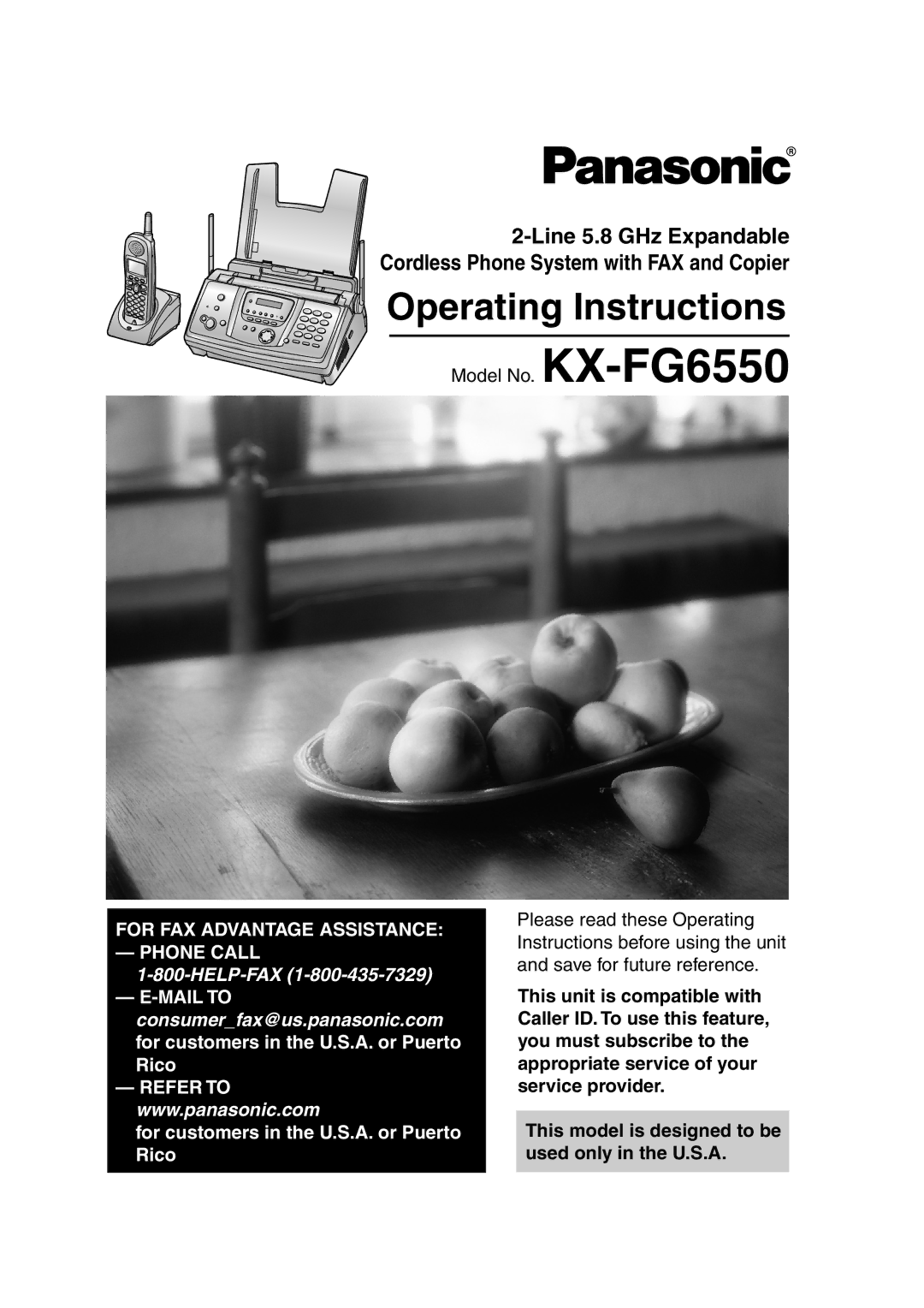 Panasonic KX-FG6550 operating instructions Operating Instructions 