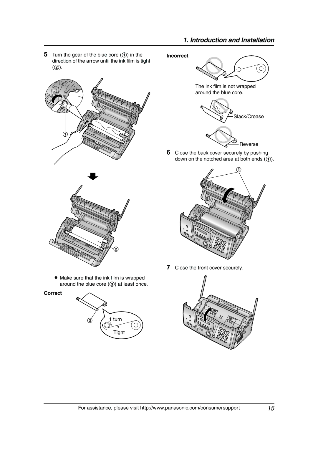 Panasonic KX-FG6550 operating instructions Correct, Turn Tight, Incorrect 