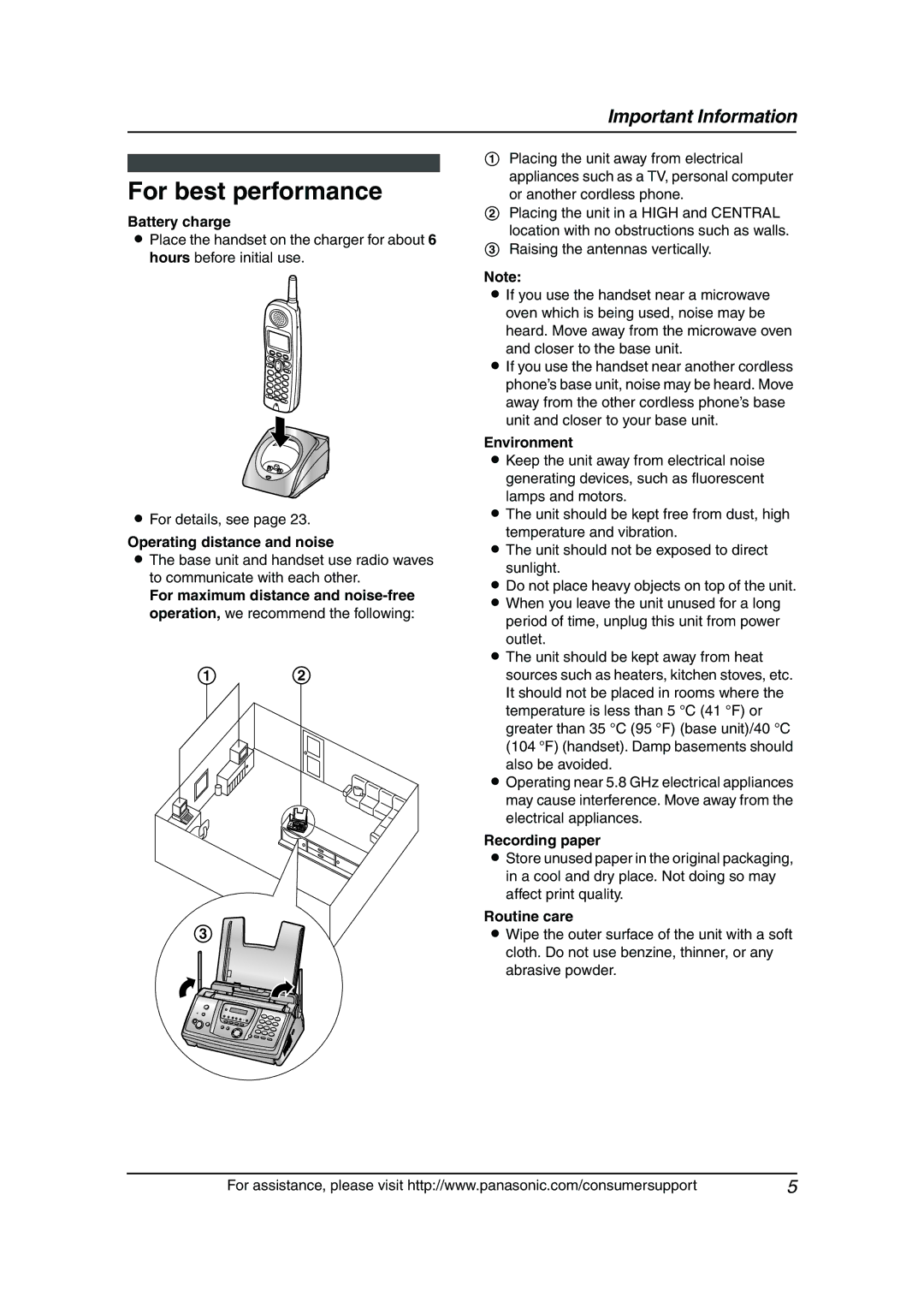 Panasonic KX-FG6550 operating instructions For best performance 