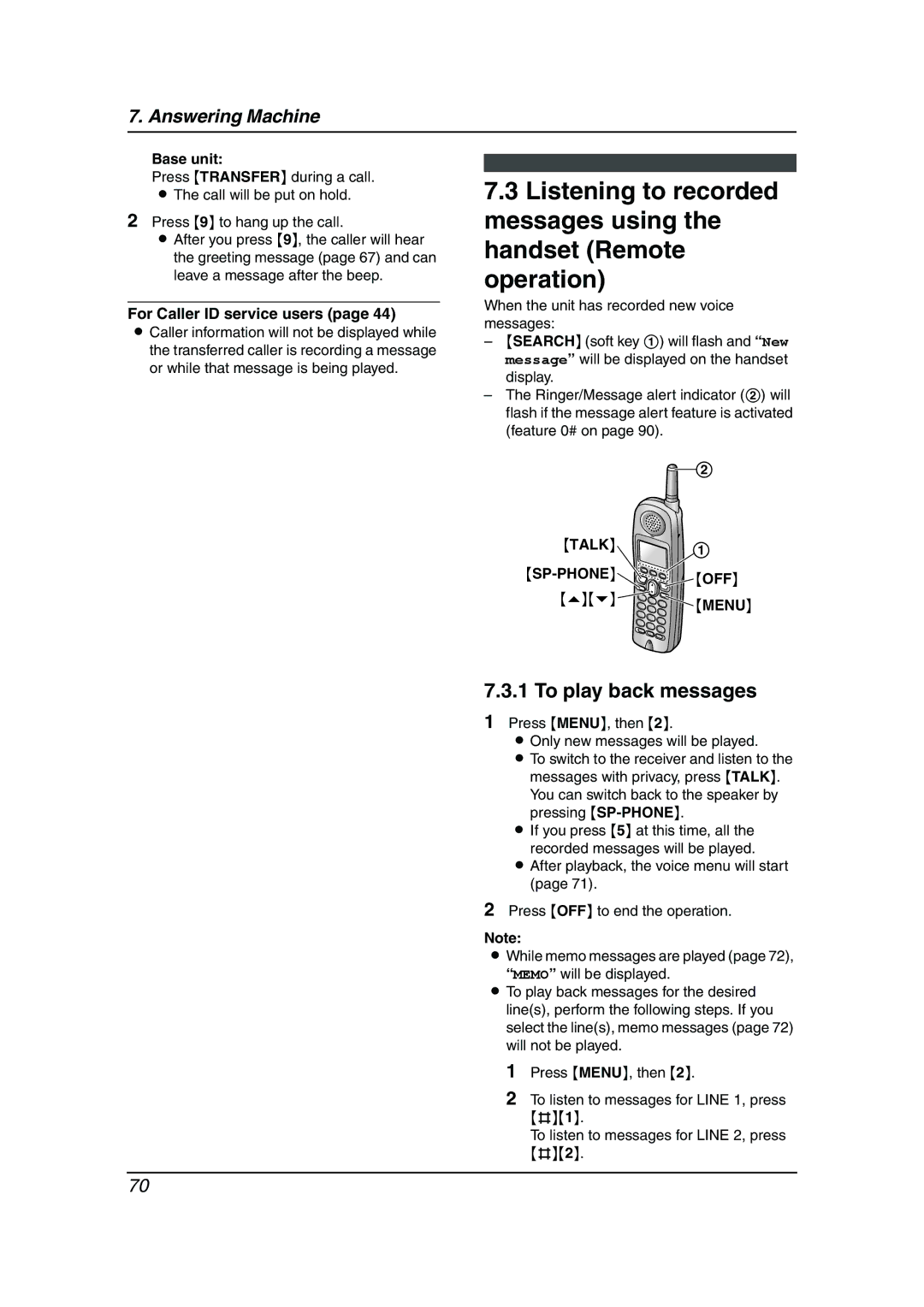 Panasonic KX-FG6550 operating instructions Sp-Phone Off, Press MENU, then Only new messages will be played 