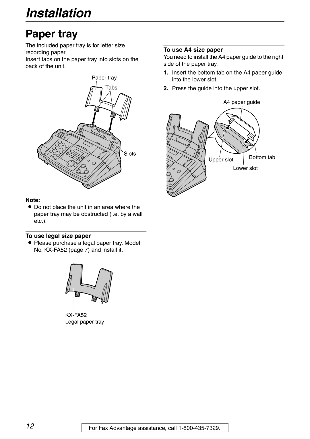 Panasonic KX-FHD332 manual Paper tray, To use legal size paper, To use A4 size paper 